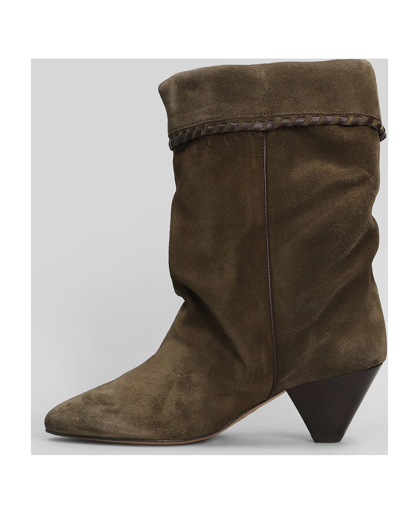 Isabel Marant Dalby High Heels Ankle Boots In Khaki Suede - khaki