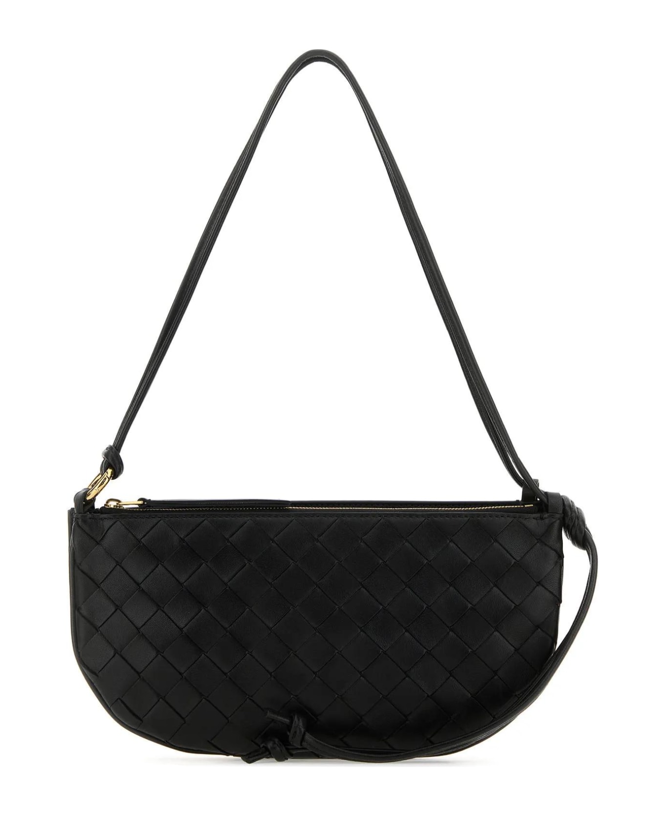 Bottega Veneta Black Leather Gemelli Shoulder Bag - BLACKMBRASS