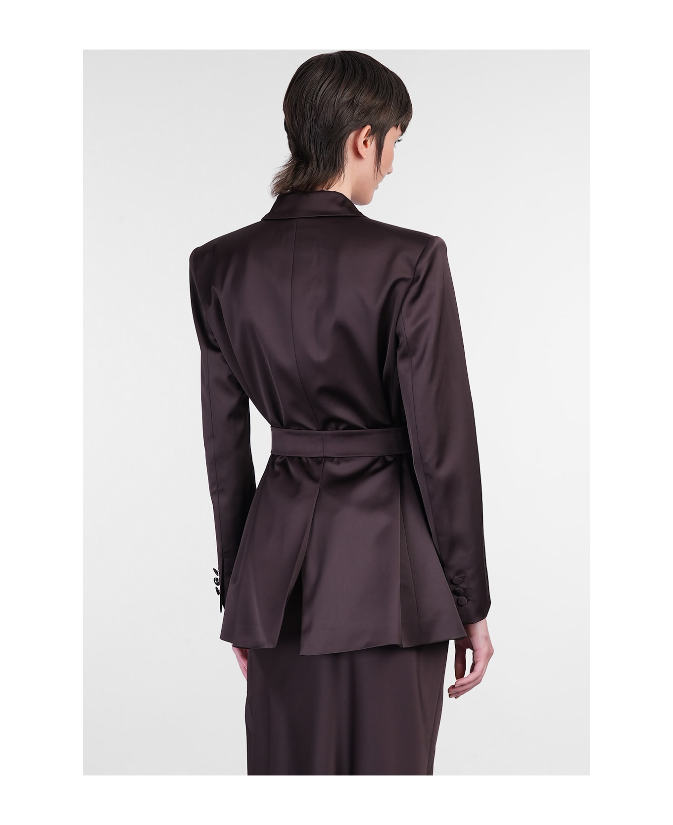 The Andamane Guia With Belt Blazer In Brown Polyester - brown