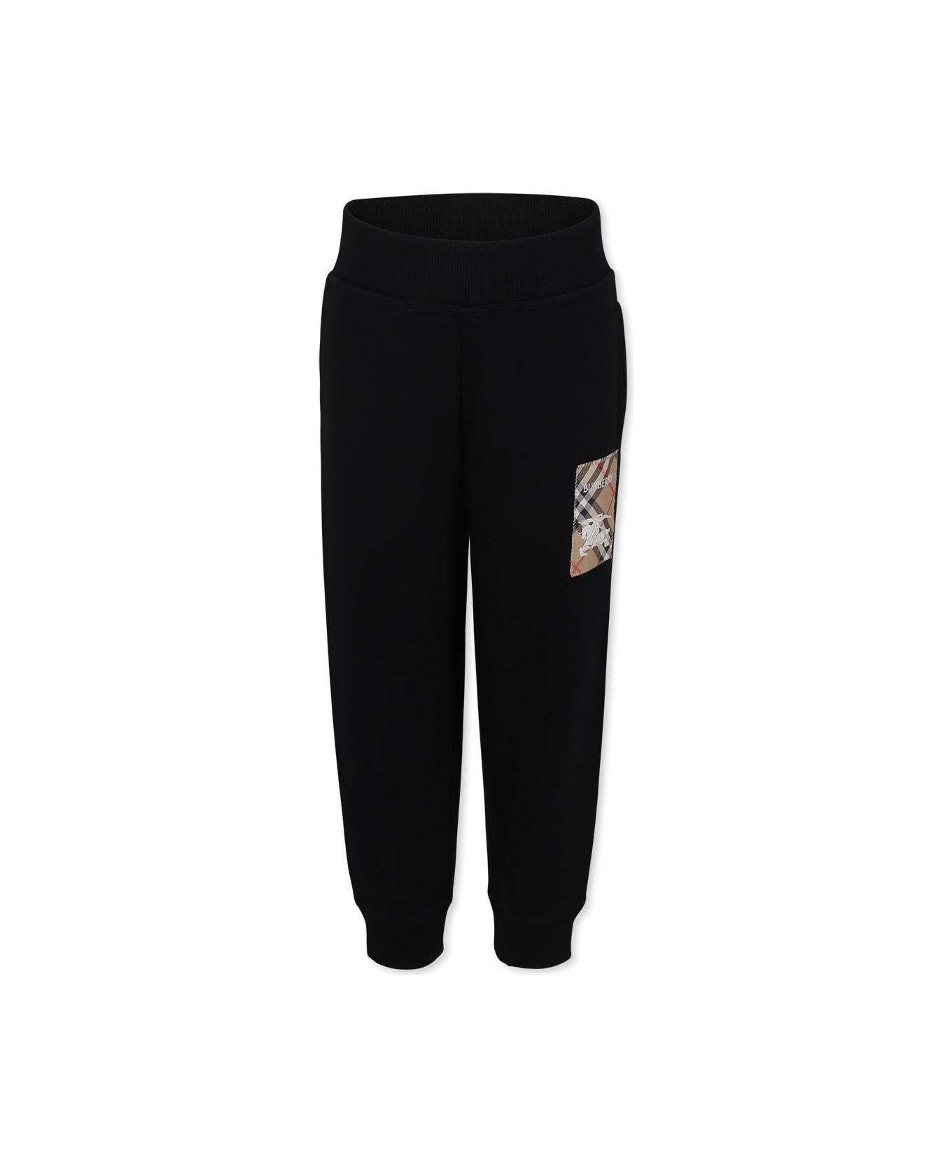 Burberry Black Trousers For Kids With Equestrian Knight - Black