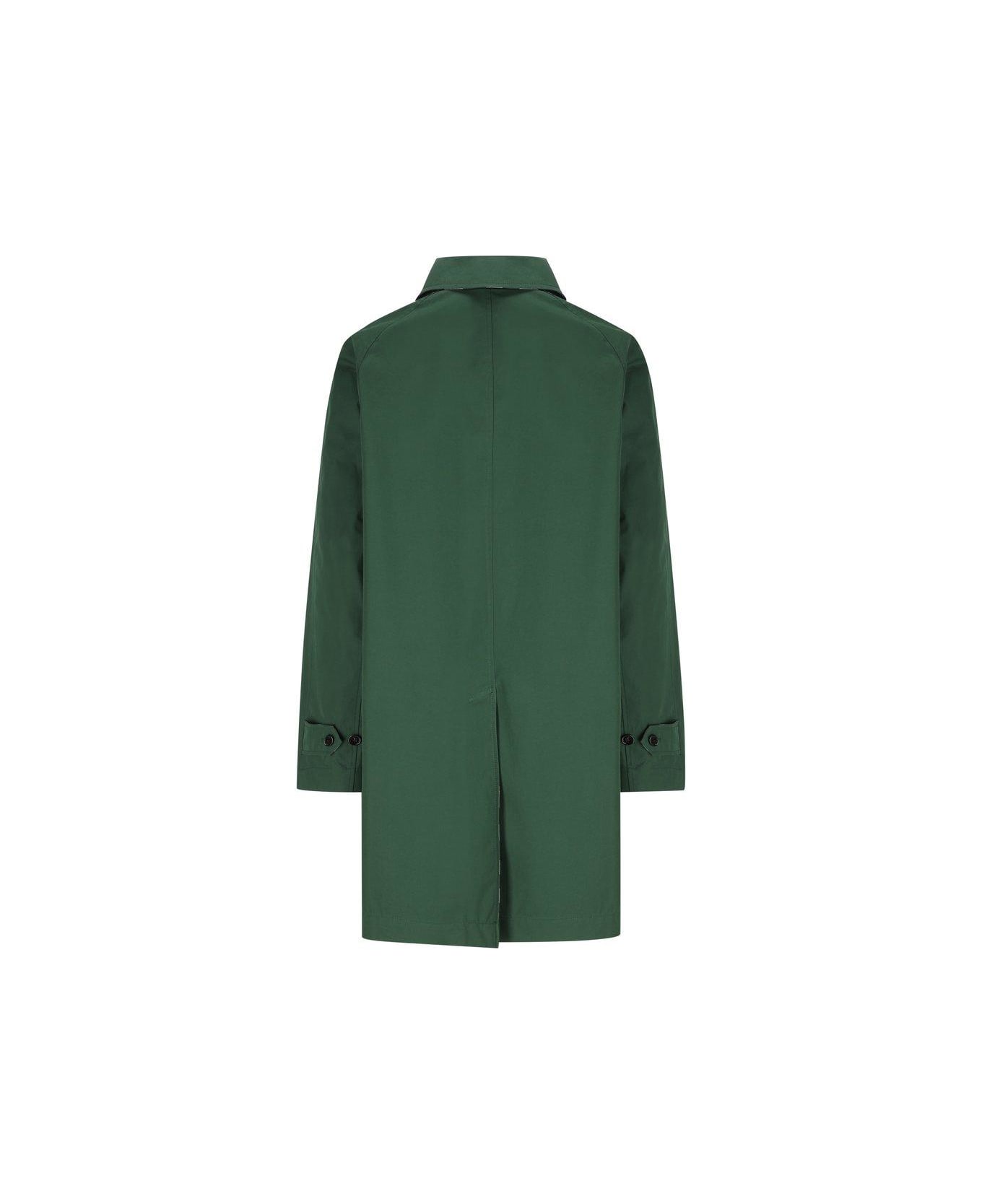 Burberry Reversible Checked Buttoned Car Coat - Green コート