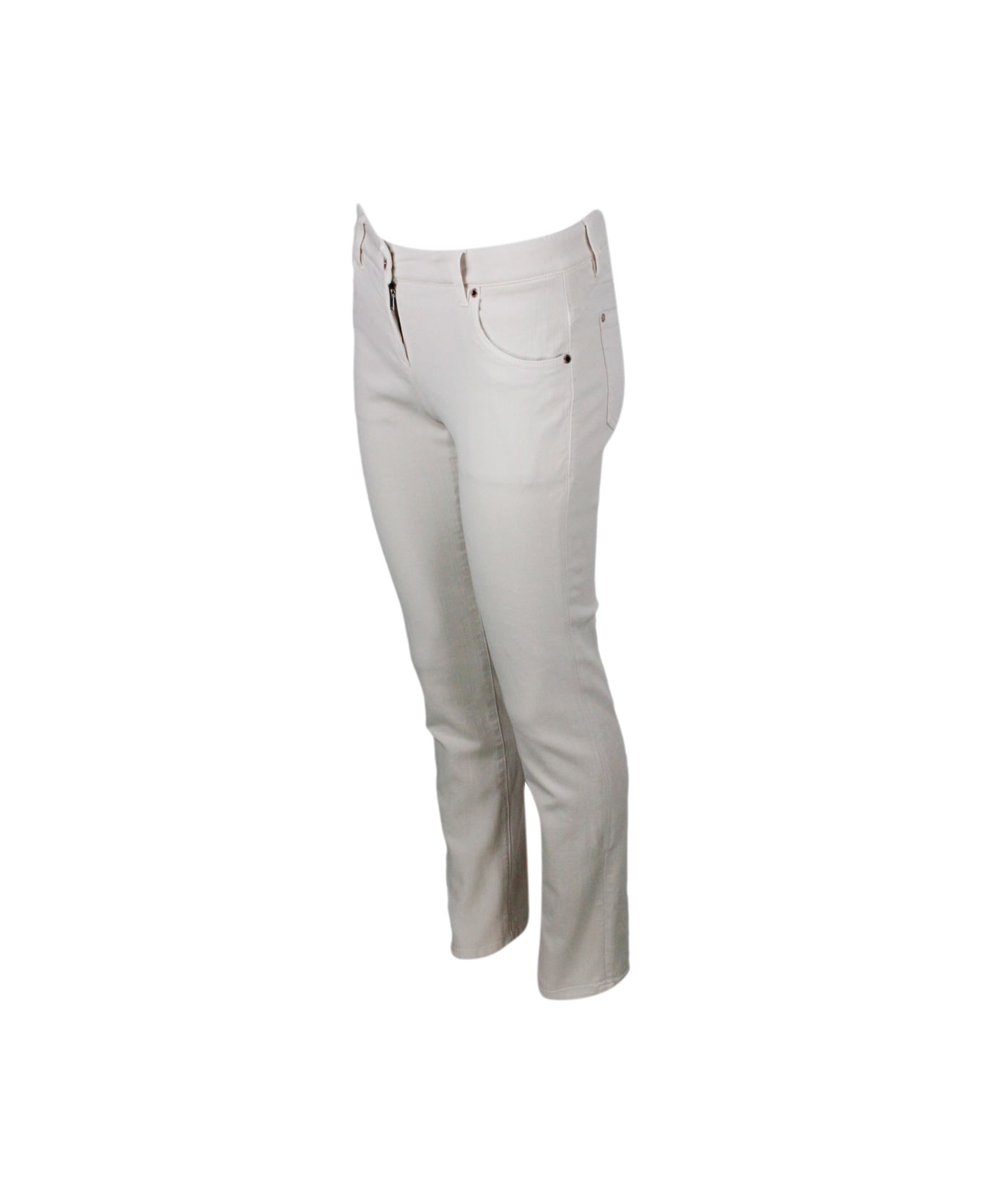 Brunello Cucinelli Five-pocket Garment-dyed Stretch Denim Trousers - White
