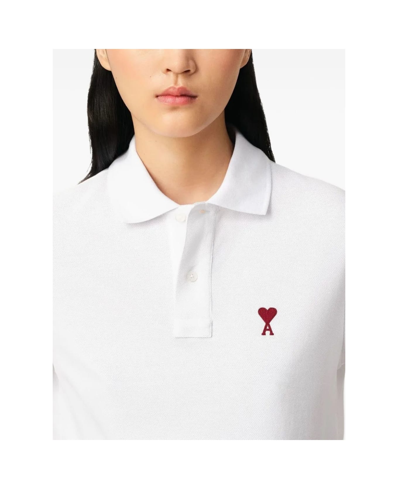 Ami Alexandre Mattiussi Ami Paris White Organic Cotton Piqué Polo Shirt - White