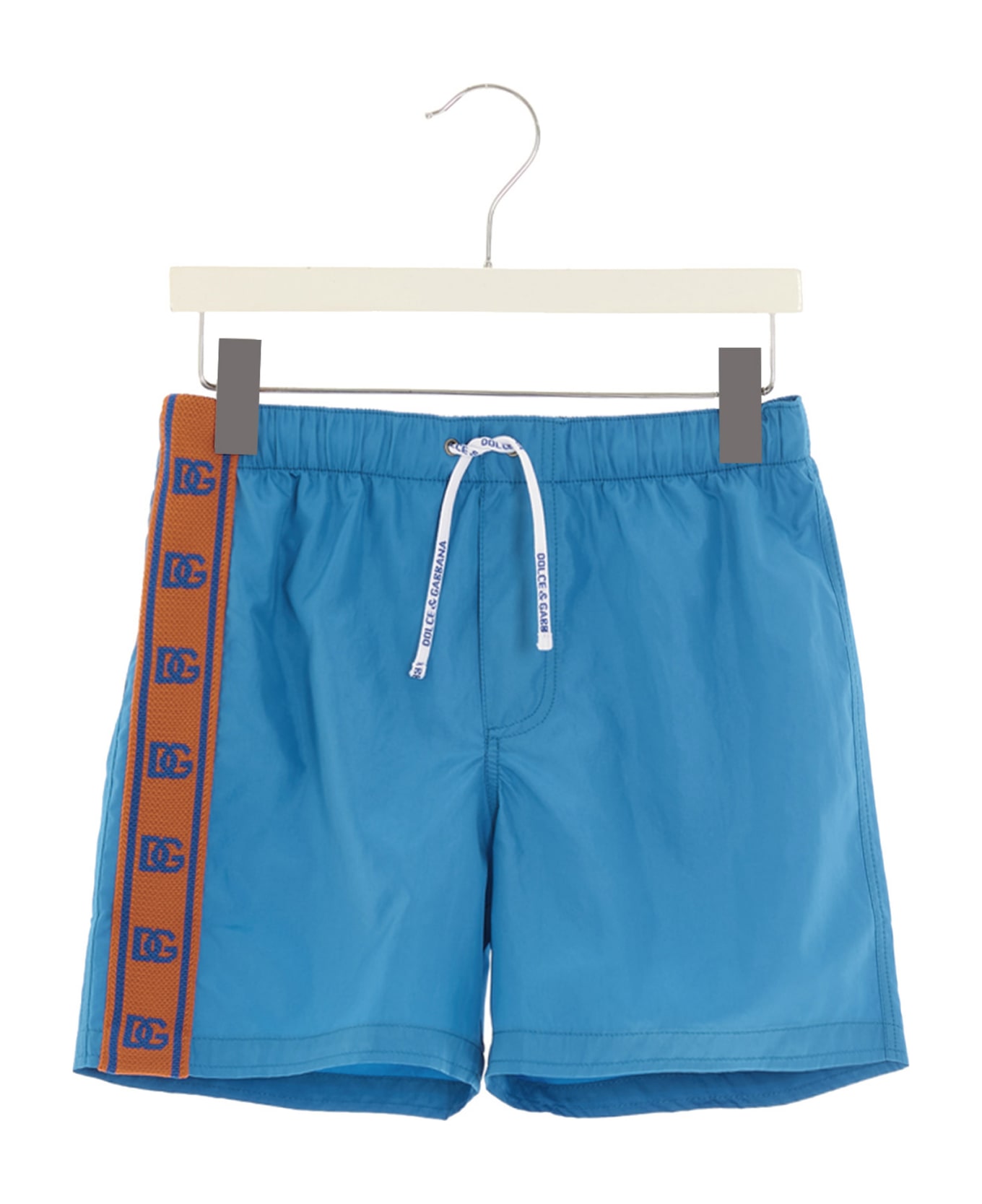 Dolce & Gabbana Side Band Beach Shorts - Light Blue