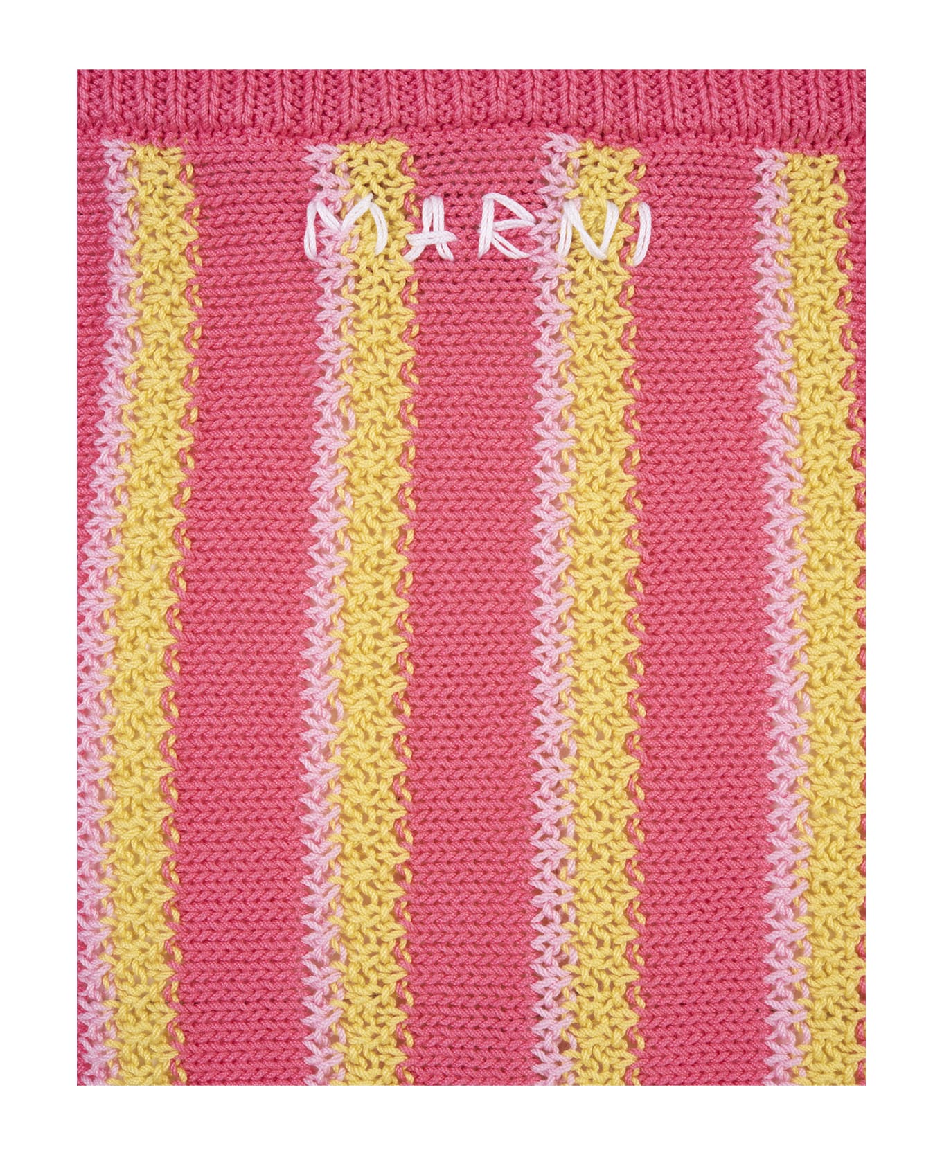 Marni Pink, Yellow And White Striped Knitted Mini Skirt - Pink
