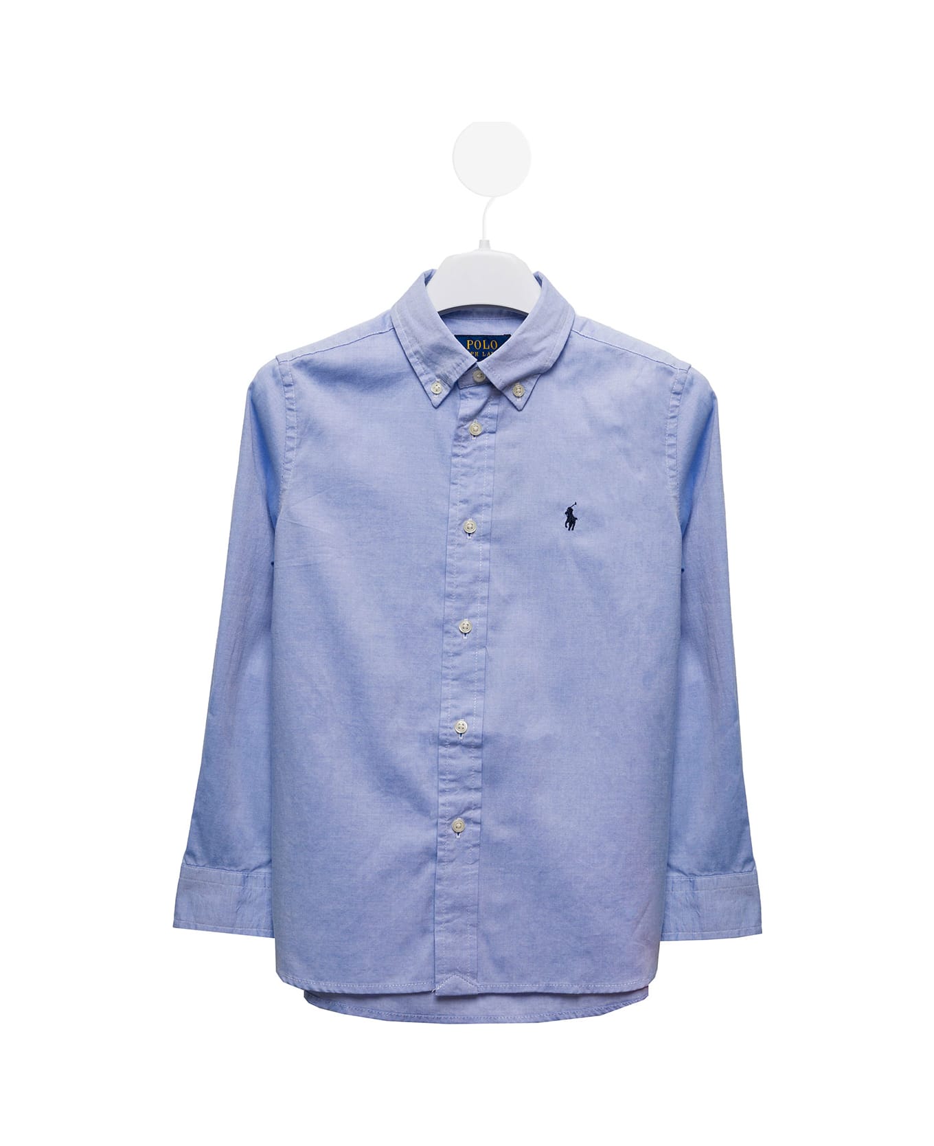 Polo Ralph Lauren Light Blue Cotton Poplin Shirt With Logo Polo Ralph Lauren Kids Boy - Blu