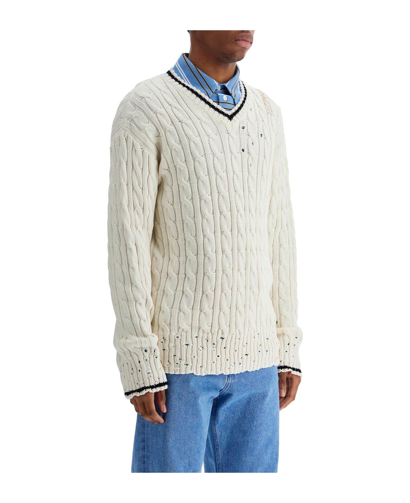 Marni V Neckline Sweater - NATURAL WHITE (White)