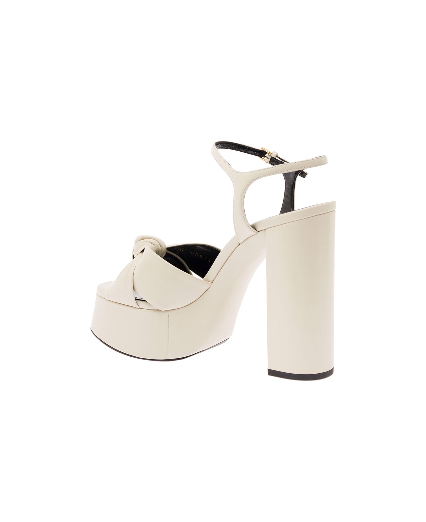 Saint Laurent Bianca Platform Sandals In Smooth Leather - White