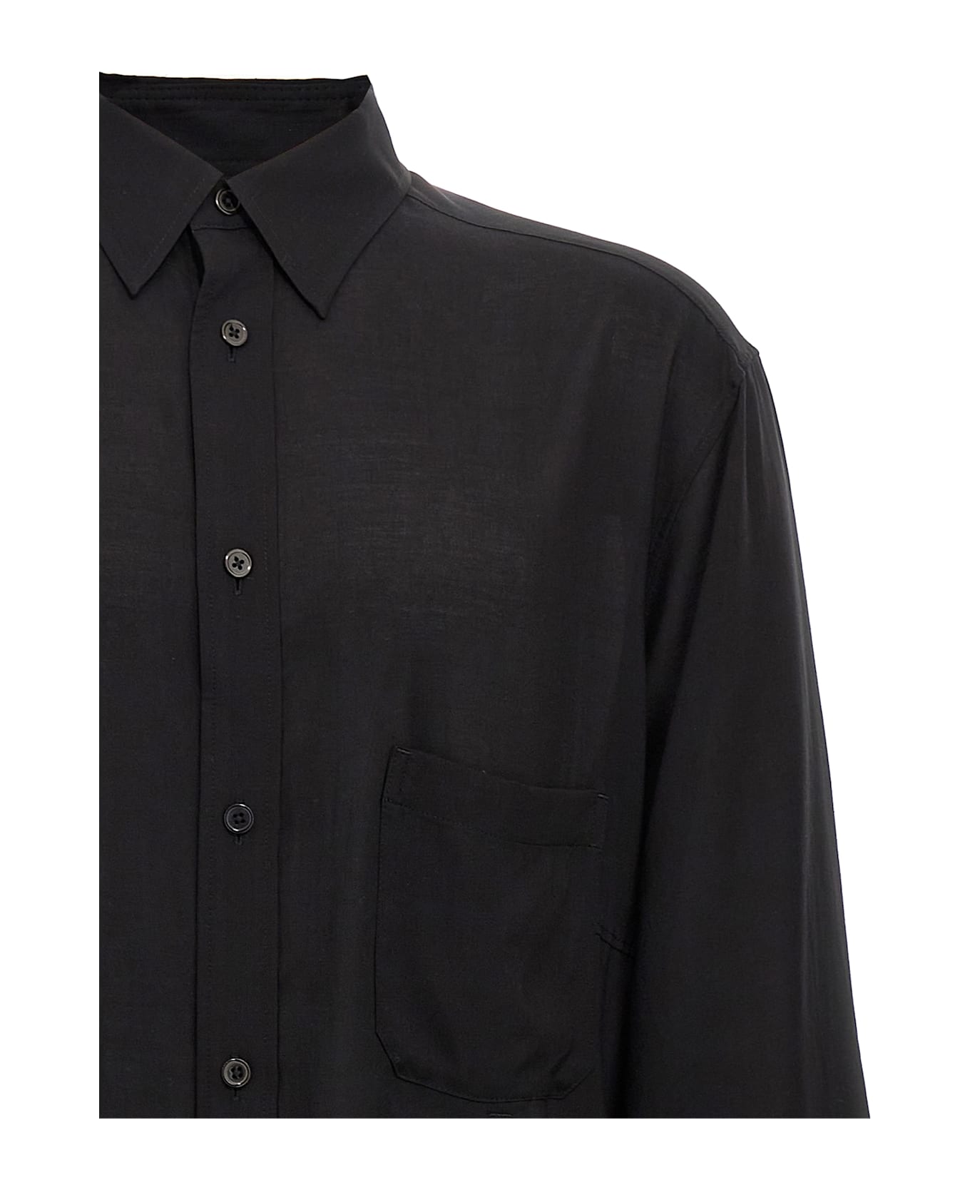 Yohji Yamamoto 
cellulose Lawn Zip Button Blouse
 Shirt - Black  