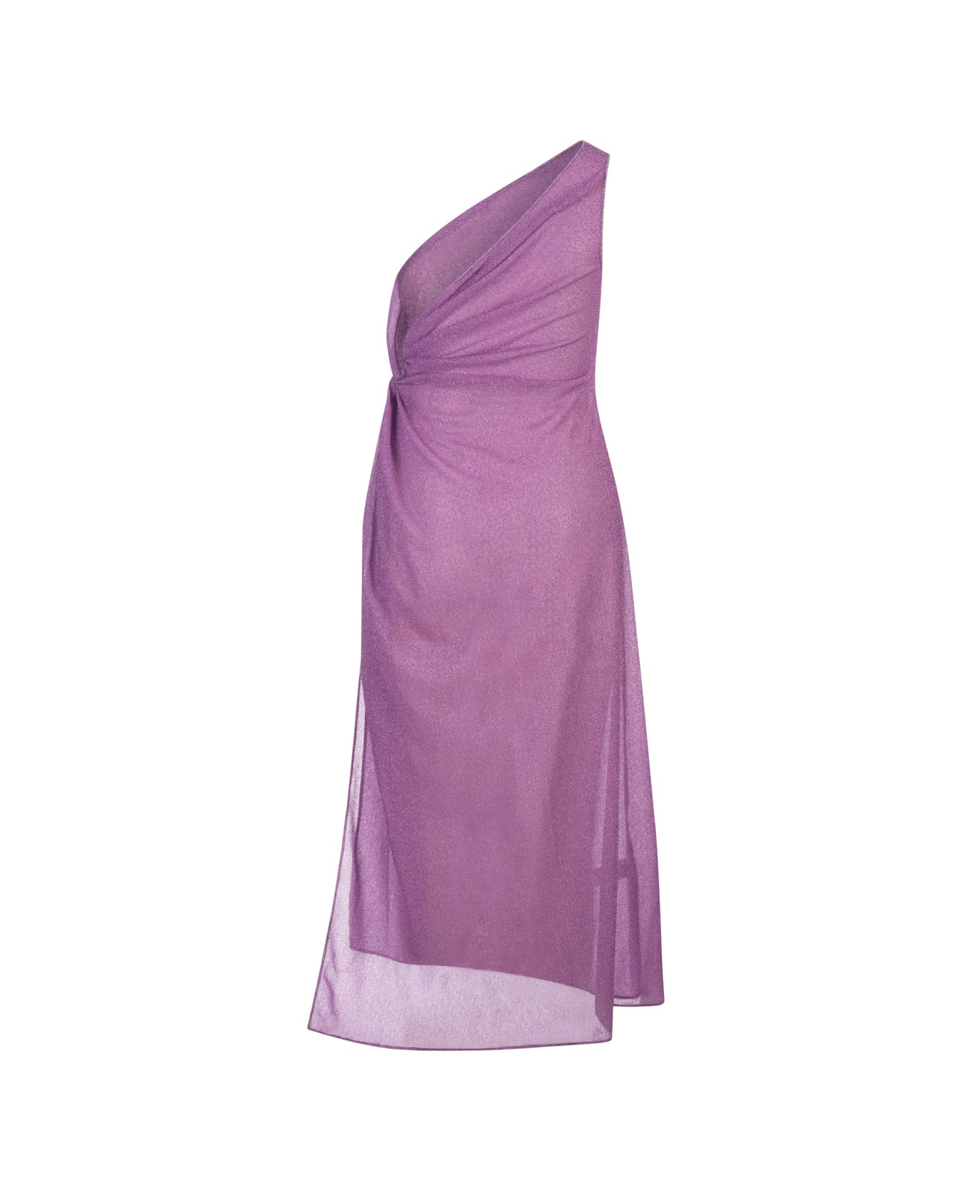 Oseree Wisteria Lumiere One-shoulder Midi Dress - Purple