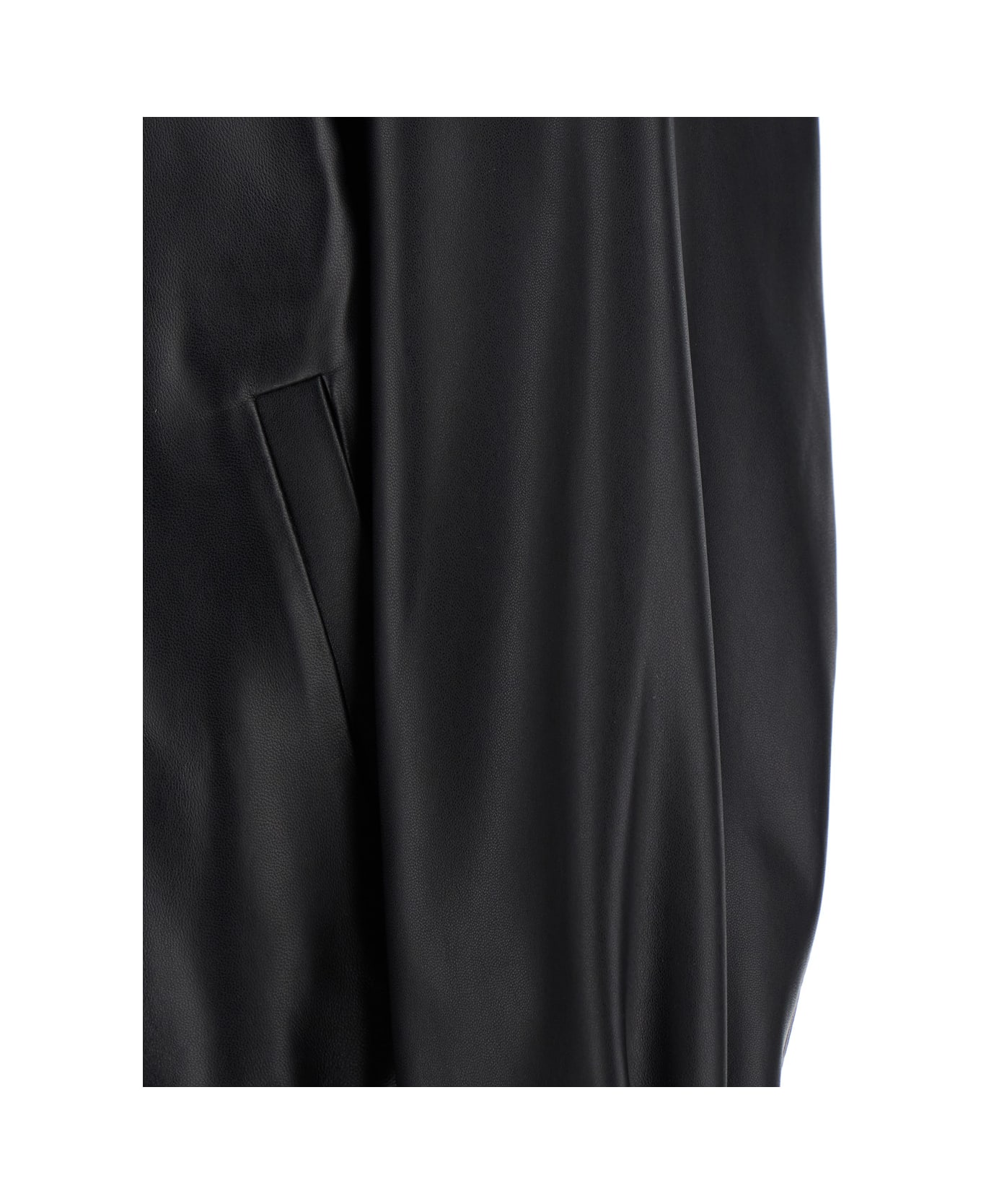 Tonywack Black Jacket With Classic Collar And Elastic Waist In Leather Man - Black