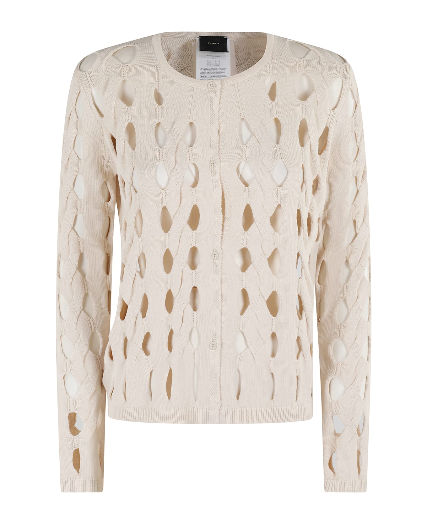 Pinko Openwork Knit Cardigan - Bianco Cigno