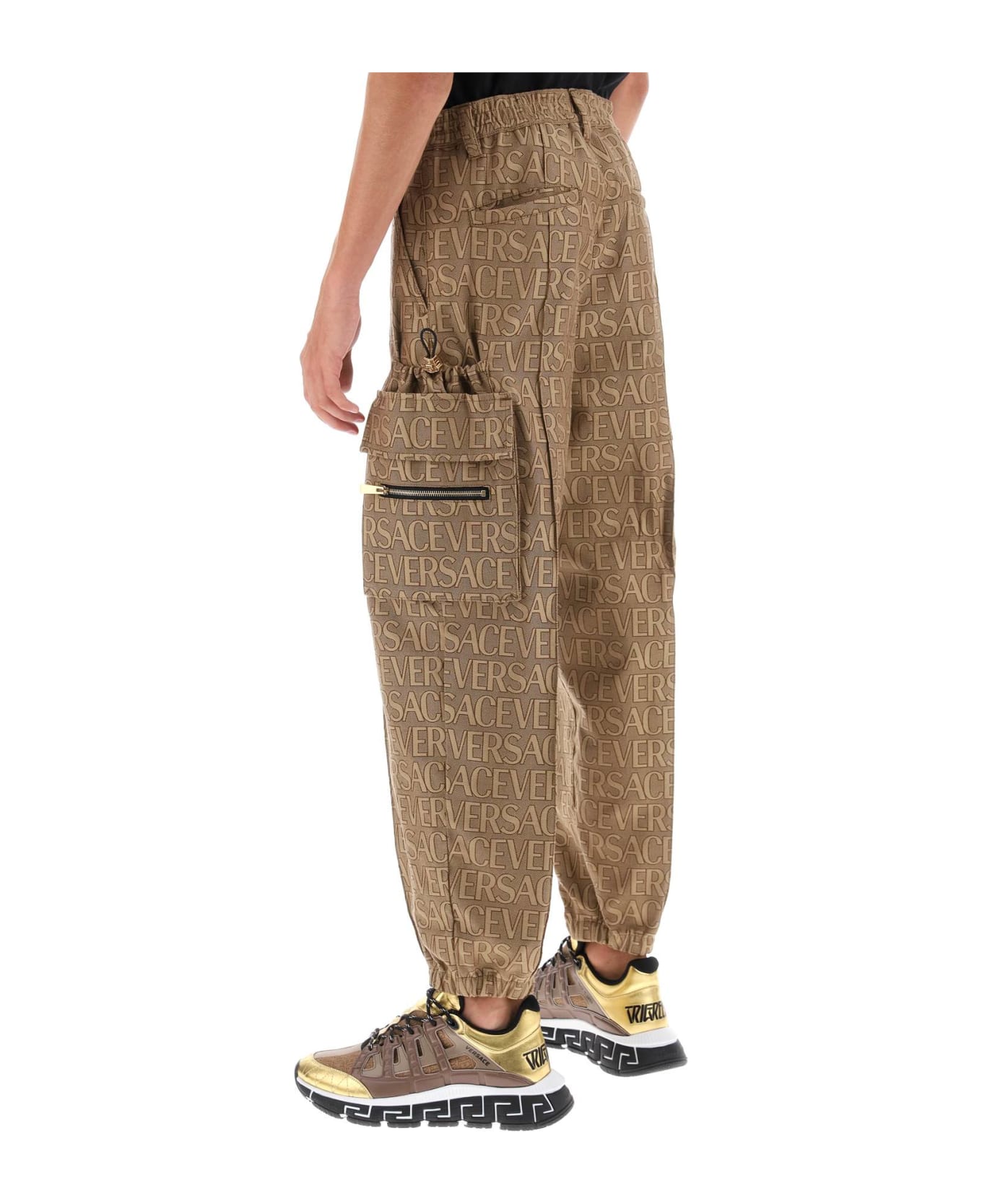 Versace 'versace All Over' Cargo Trousers - Brown