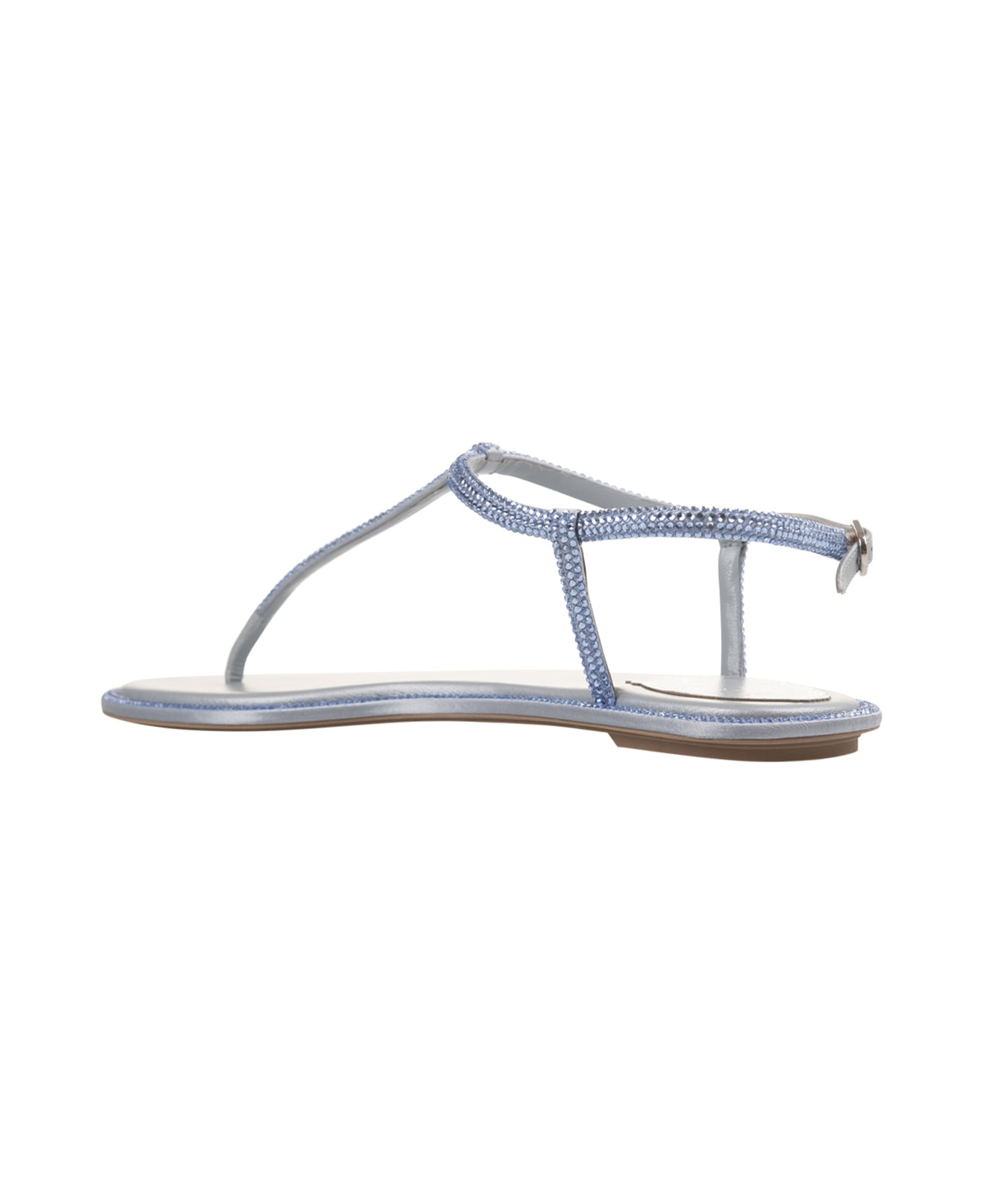 René Caovilla Light Blue Diana Low Jewel Sandals - Blue