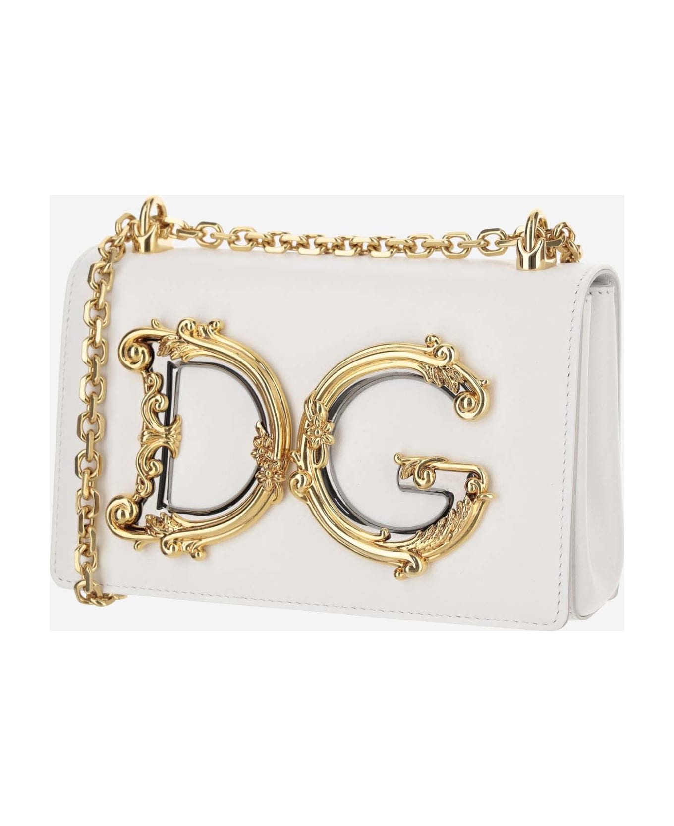 Dolce & Gabbana Shoulder Bag With Logo Plaque - White