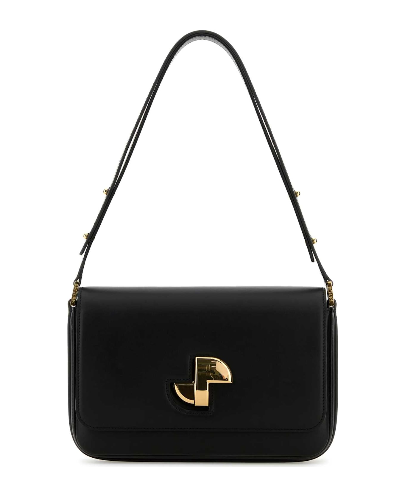 Patou Black Leather Le Classic Lock Shoulder Bag - BLACK
