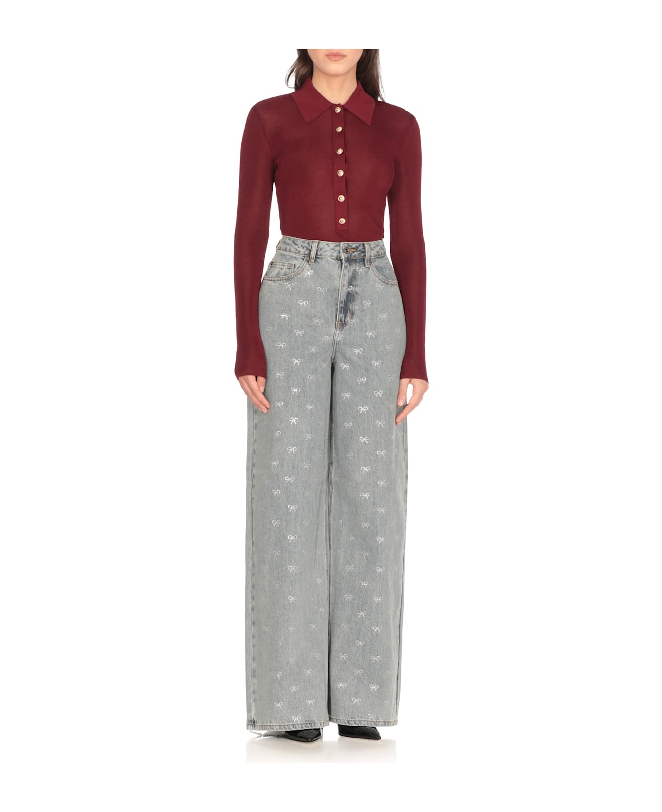 self-portrait Viscose Body - Bordeaux