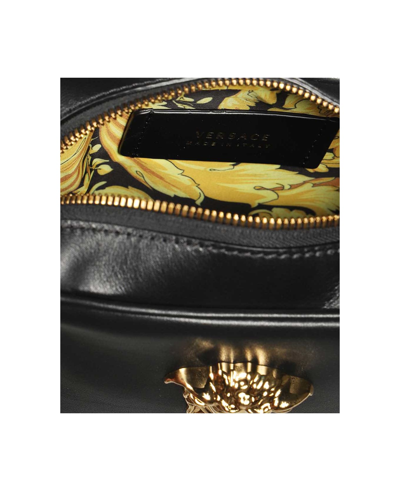 Versace Leather Messenger Bag - black