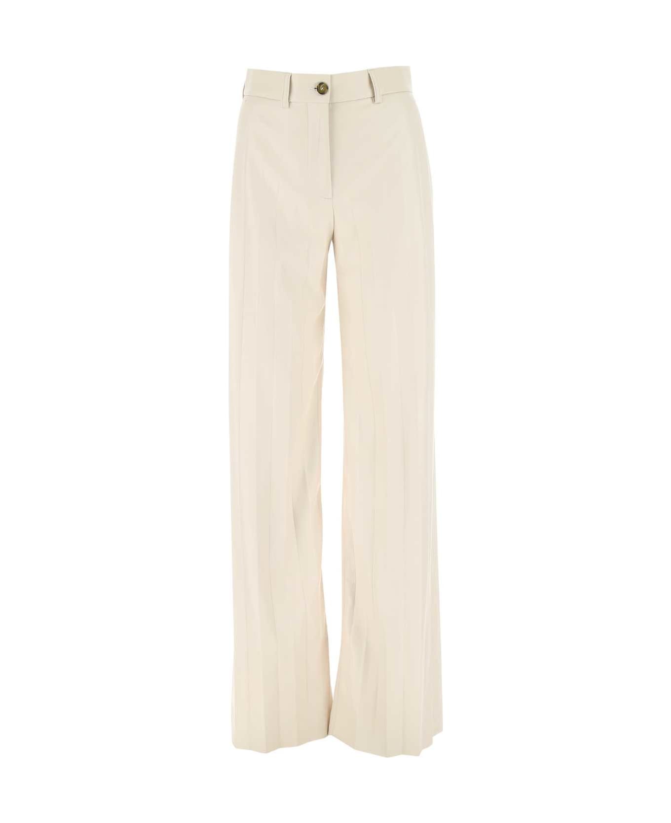 MSGM Ivory Synthetic Leather Pant - 02 ボトムス