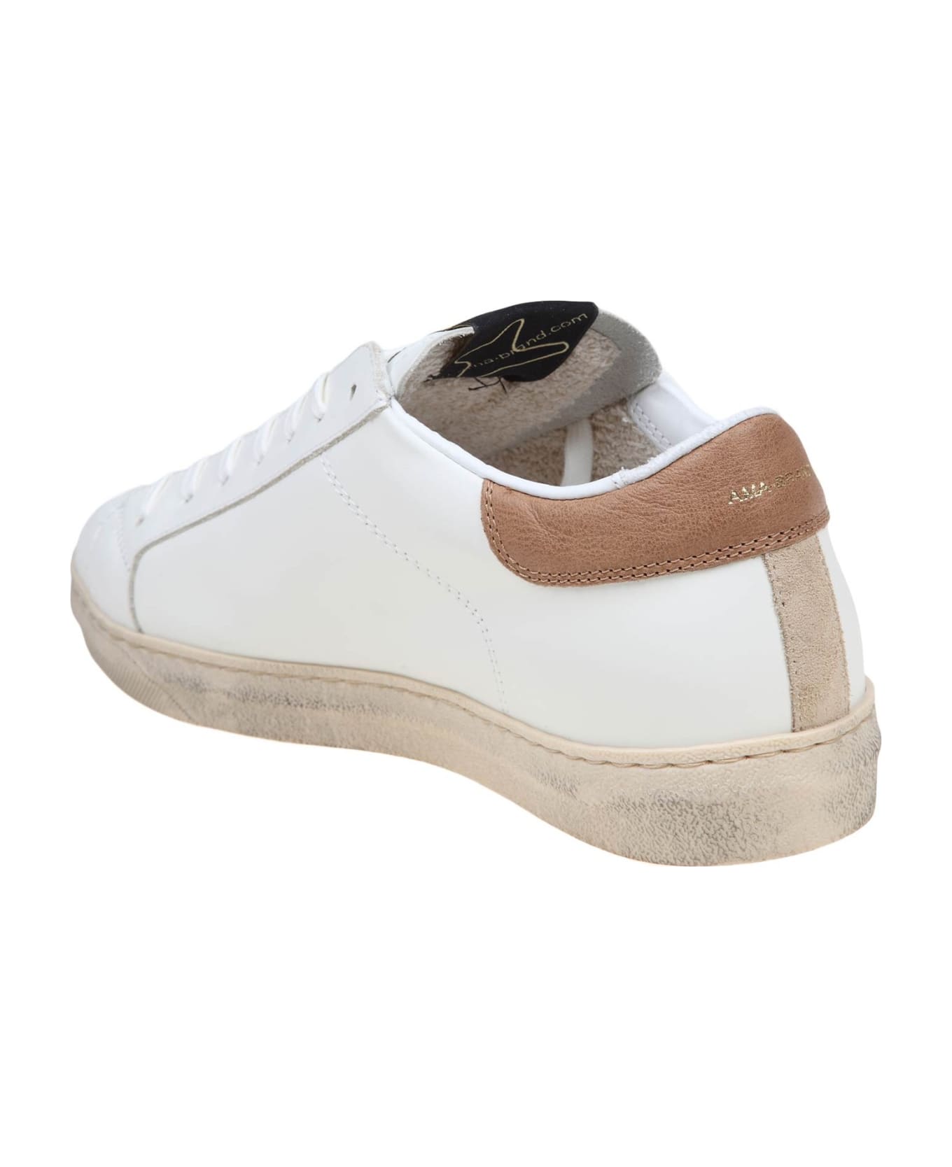 AMA-BRAND White And Taupe Leather Sneakers - WHITE/TAUPE スニーカー