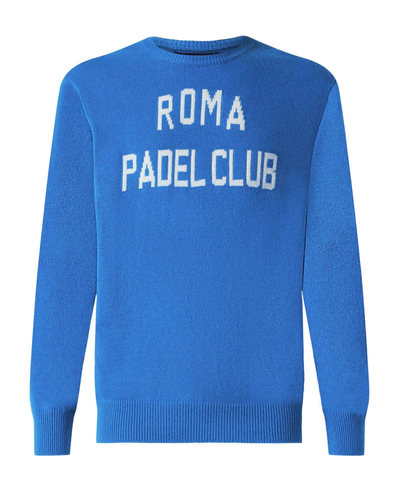 MC2 Saint Barth Man Sweater With Roma Padel Club Jacquard Print - BLUE