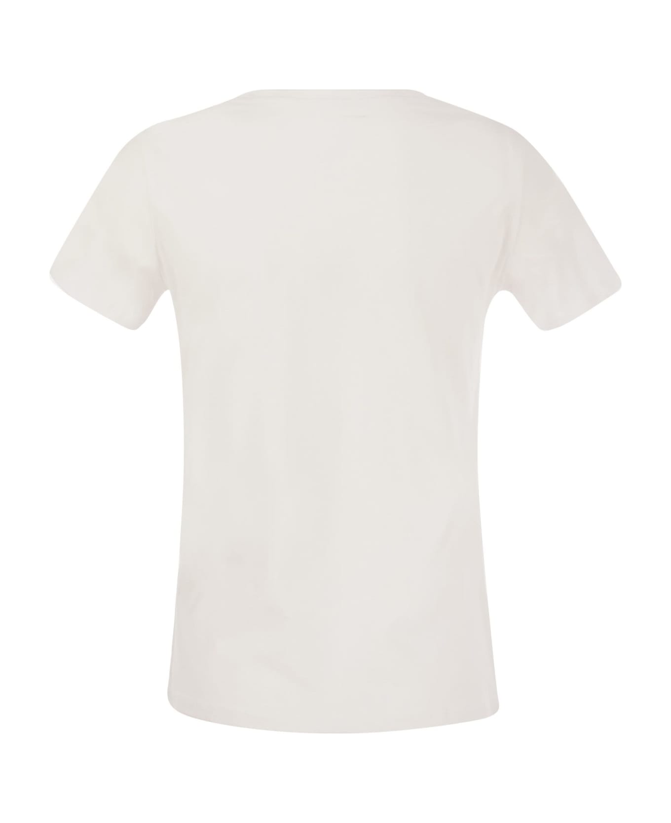 Majestic Filatures Polly - T-shirt In Cotone Silk Touch - White Tシャツ