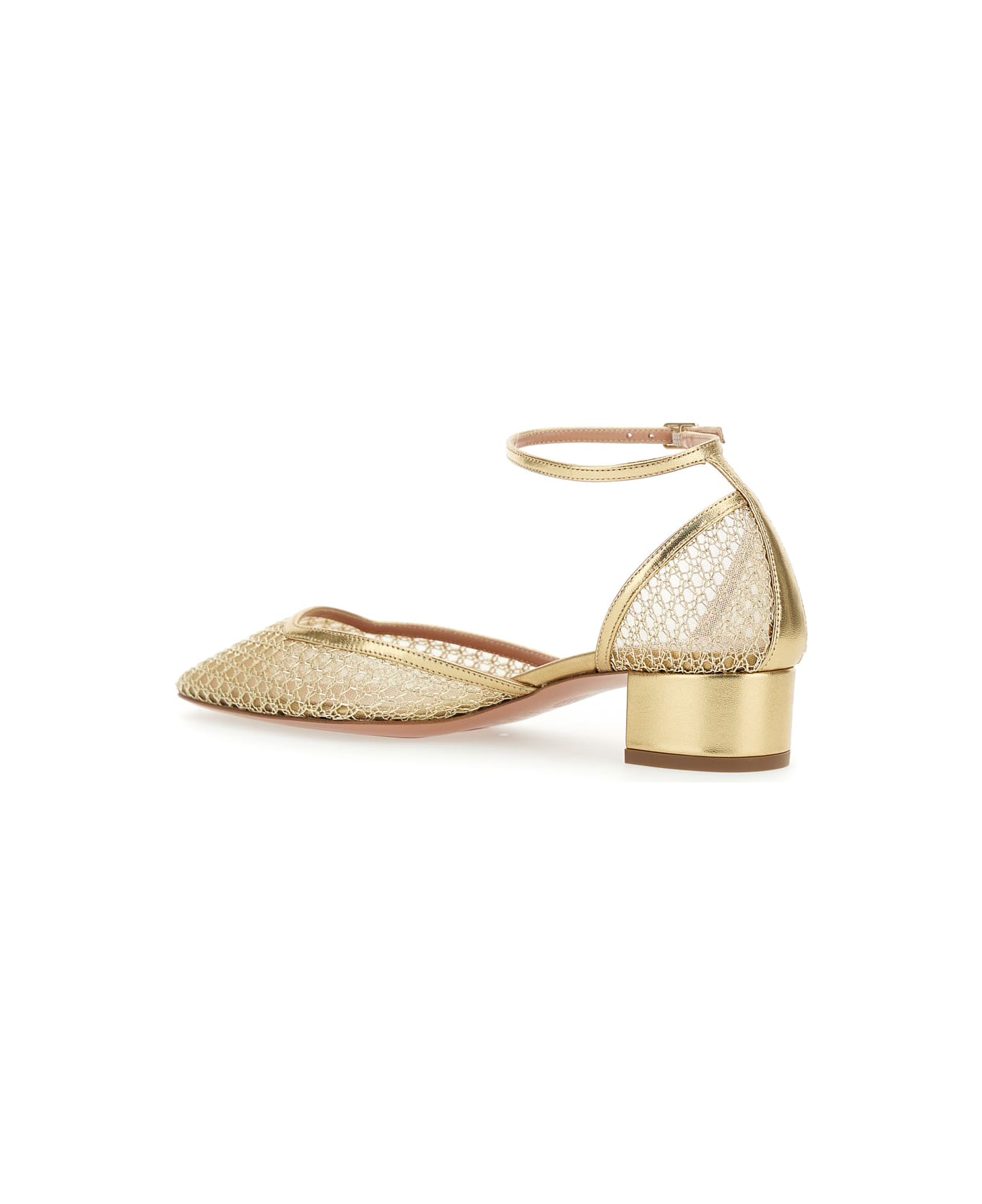 Aquazzura 
asha
 Metallic Pumps With Low Block Heel In Mesh Woman - Metallic