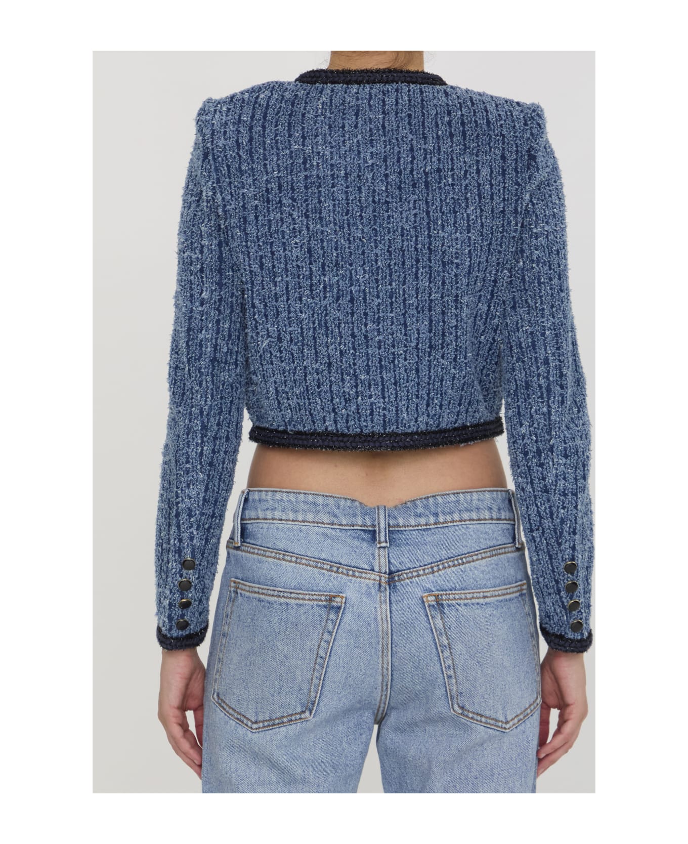 self-portrait Textured Denim Jacket | italist