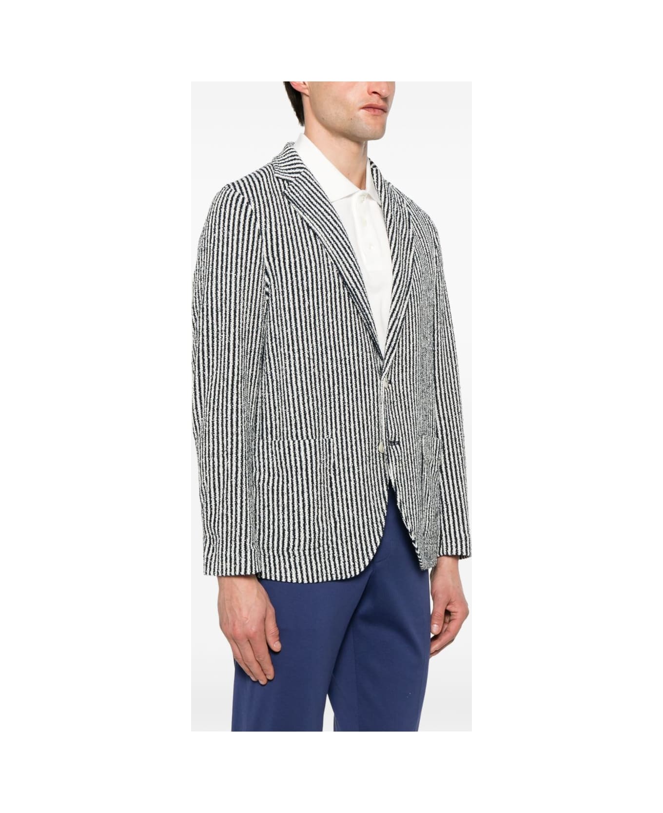Circolo 1901 Striped Cotton Jacket - Blue