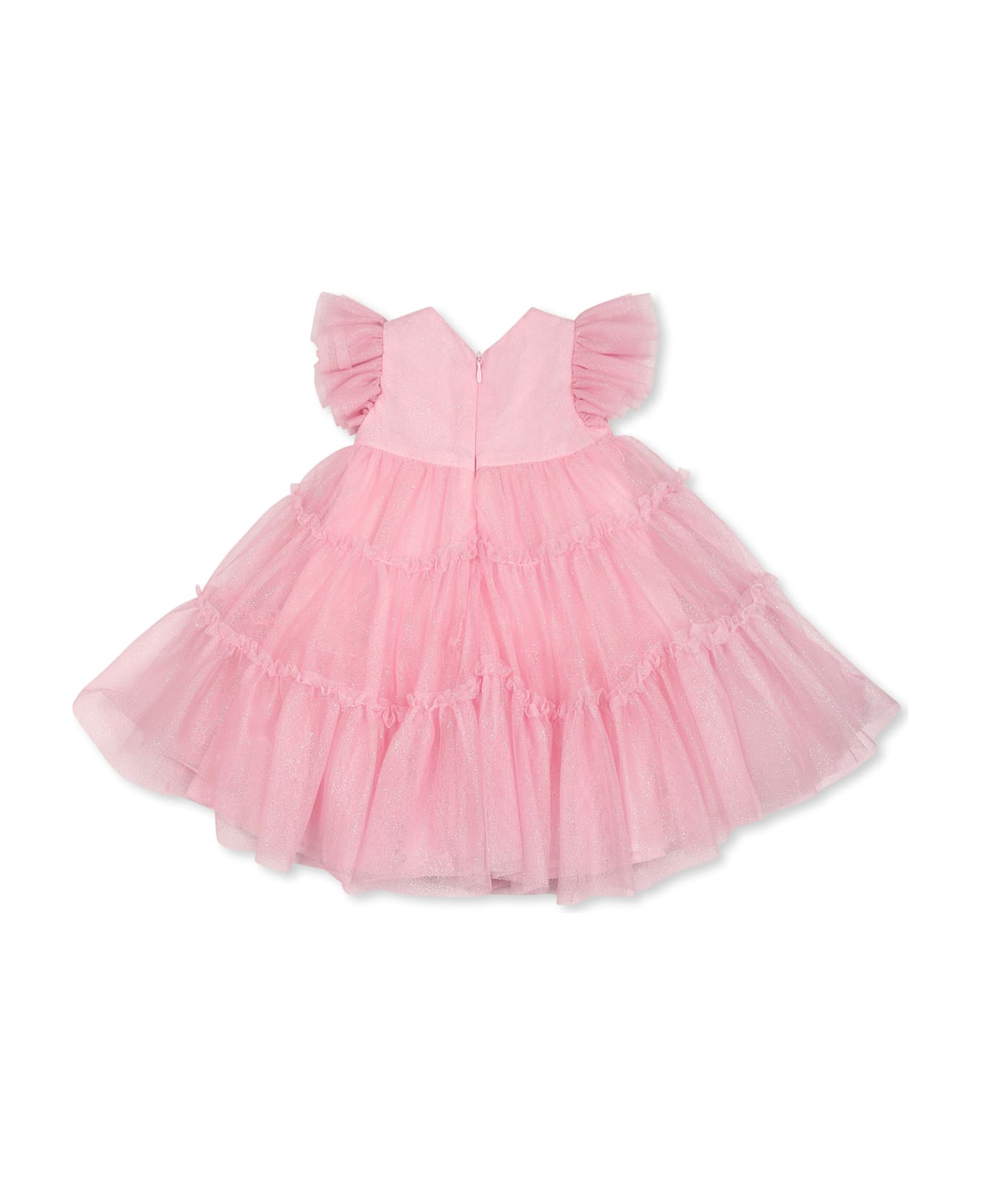 Monnalisa Pink Dress For Baby Girl With Roses - Pink