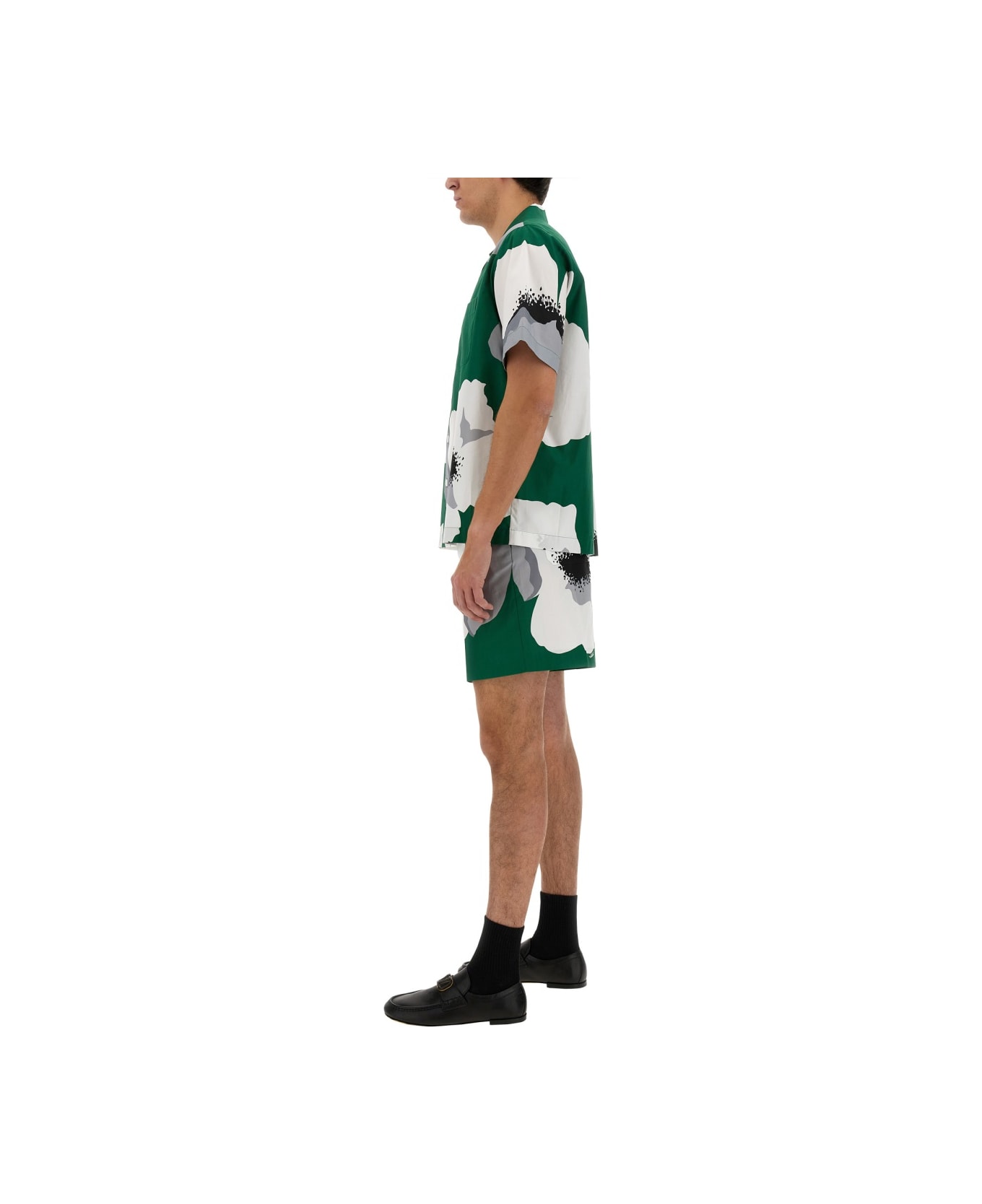 Valentino Flower Portrait Print Bermuda Shorts - GREEN ショートパンツ