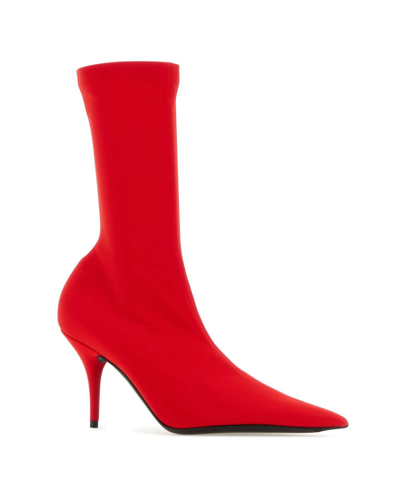 Balenciaga Red Fabric Knife Ankle Boots - 6090