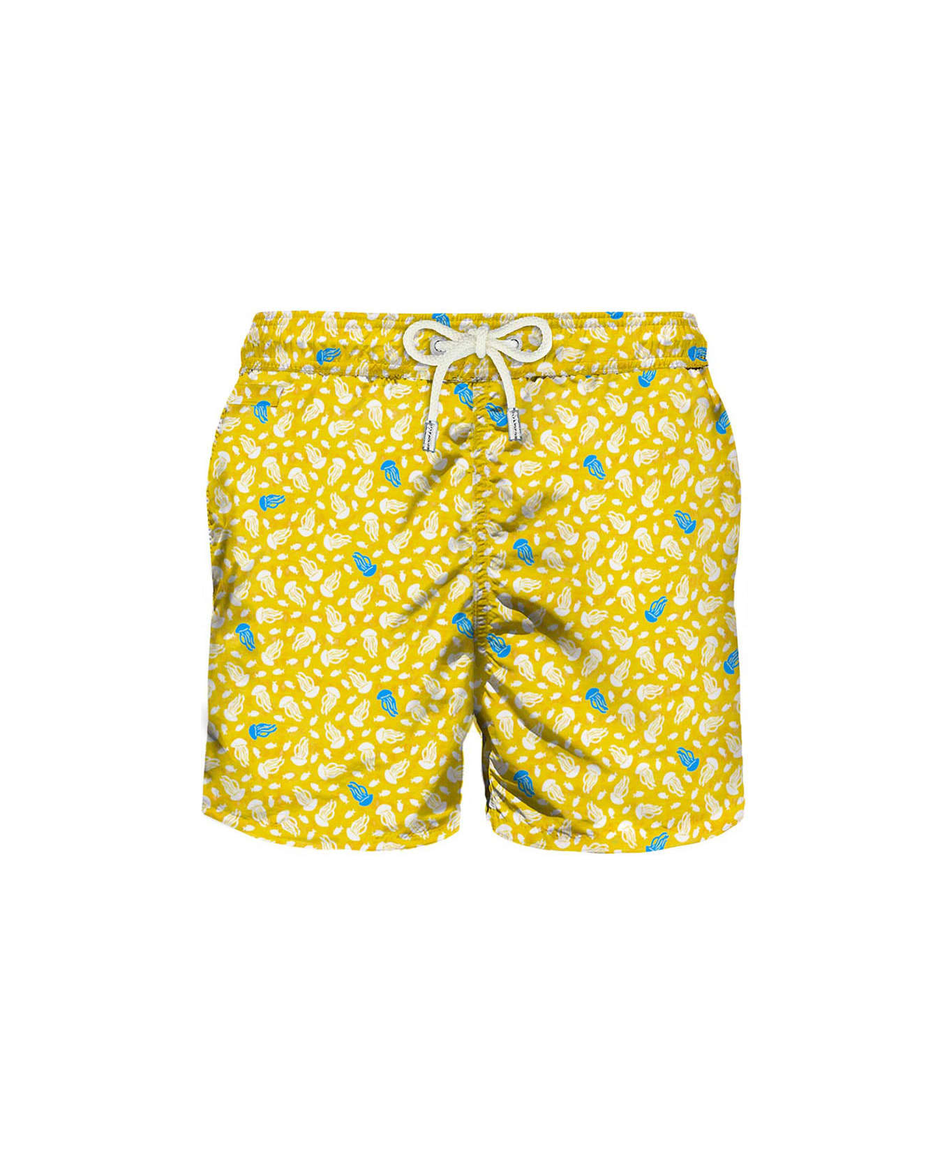 MC2 Saint Barth Light Fabric Swim Shorts Jellyfish Print - YELLOW