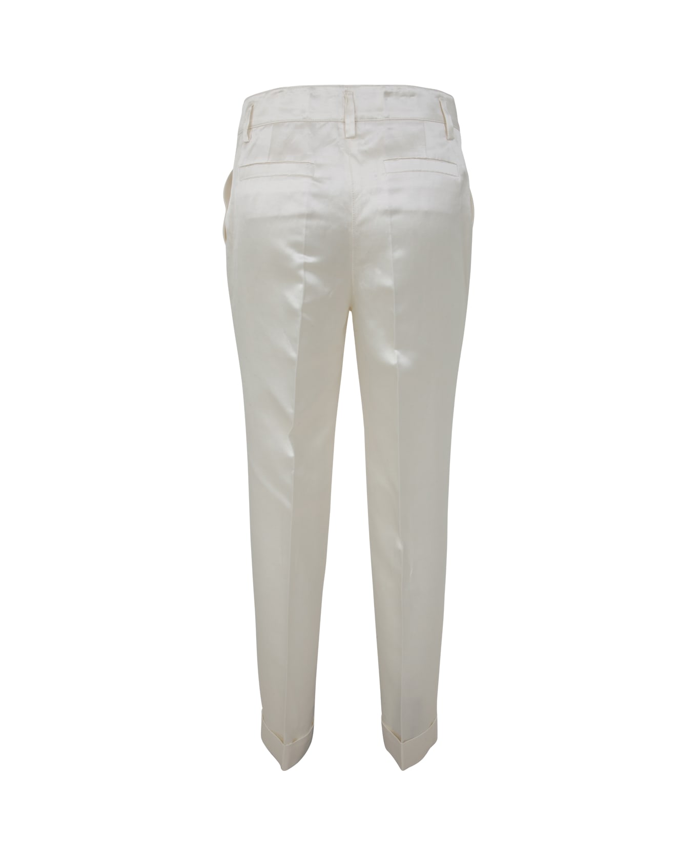 Parosh Satin, Viscose And Linen Trousers - Cream