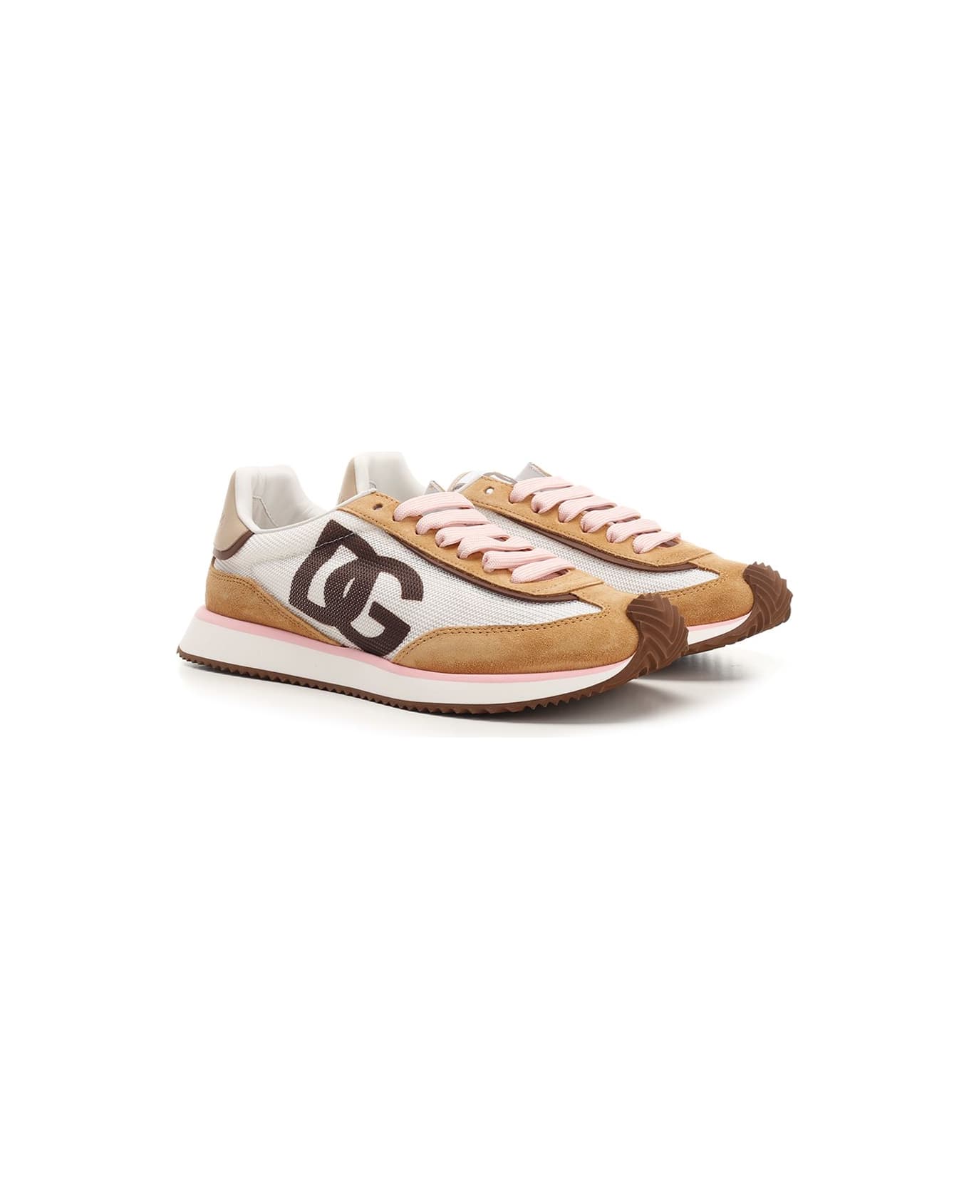 Dolce & Gabbana 'dg Cushion' Mesh Sneakers - WHITE/NEUTRALS