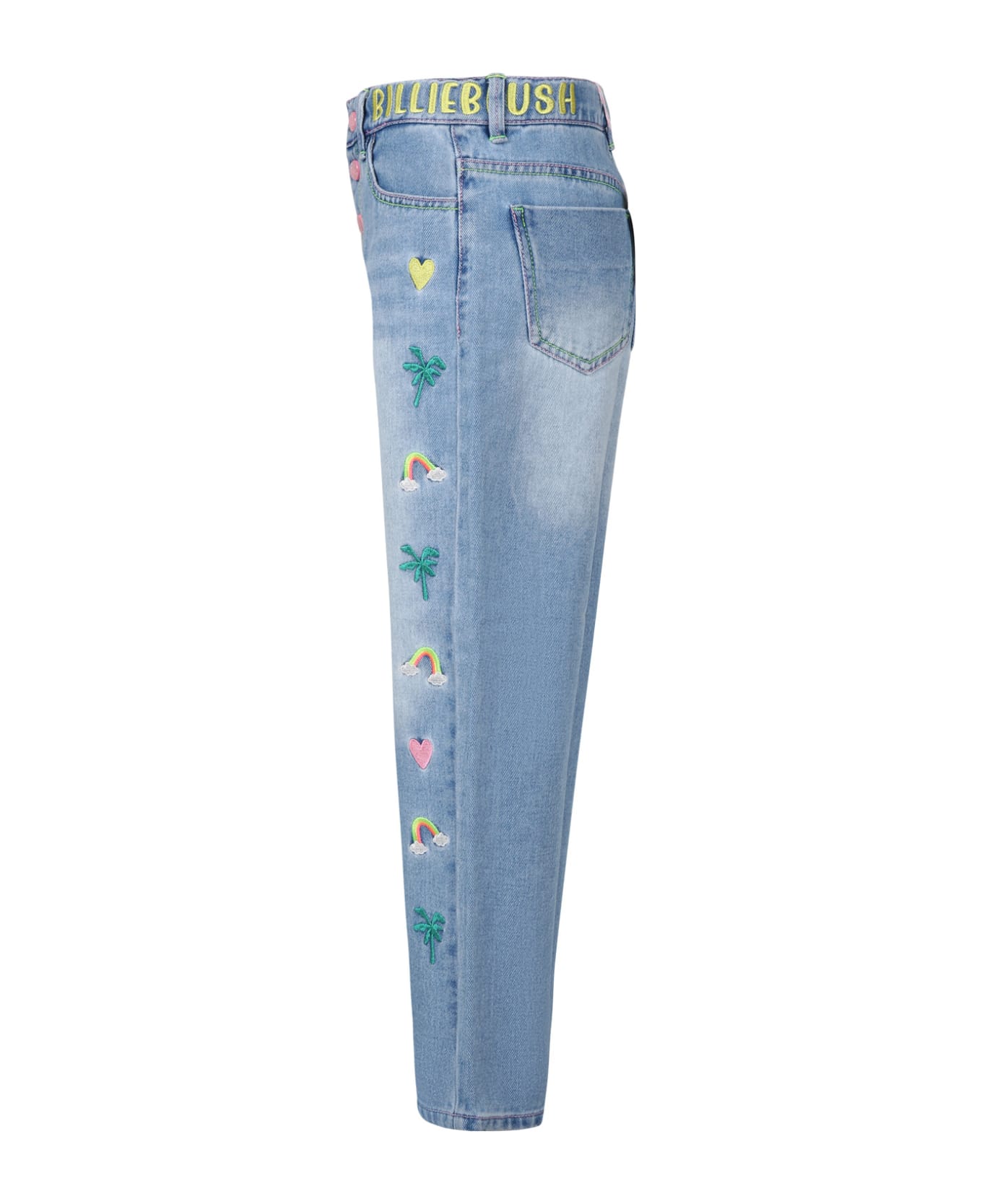Billieblush Denim Jeans For Girl With All-over Embroidery - Denim ボトムス