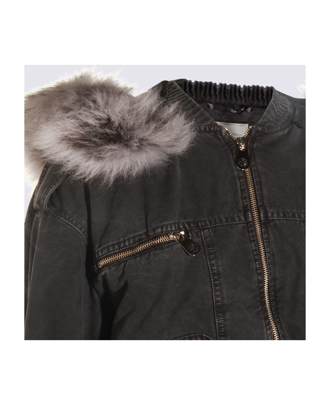 Blumarine Black Cotton Casual Jacket - BLACK/LUNAR ROCK