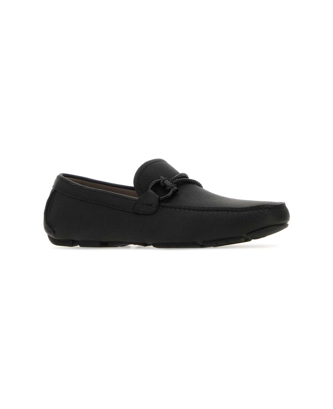 Ferragamo Black Leather Front Loafers - NERONEROLIGHTGREY