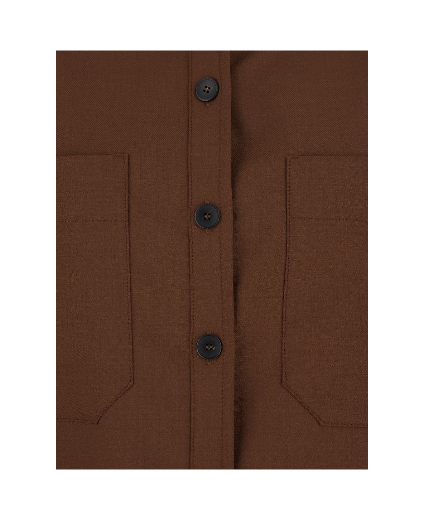 Merci Brown Shirt With Classic Collar And Patch Pockets In Cotton Blend Woman - Brown