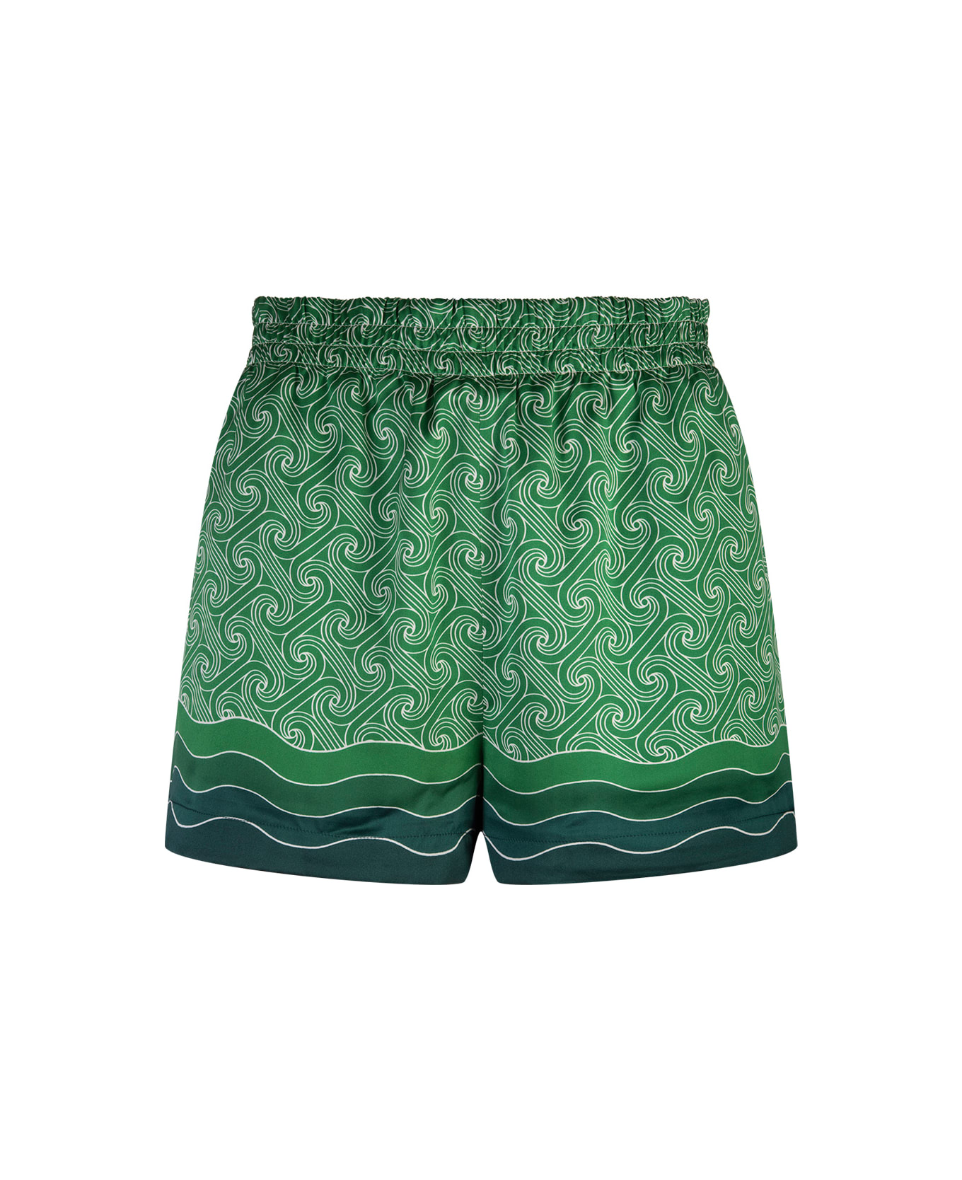 Casablanca Column Monogram Silk Shorts - Green