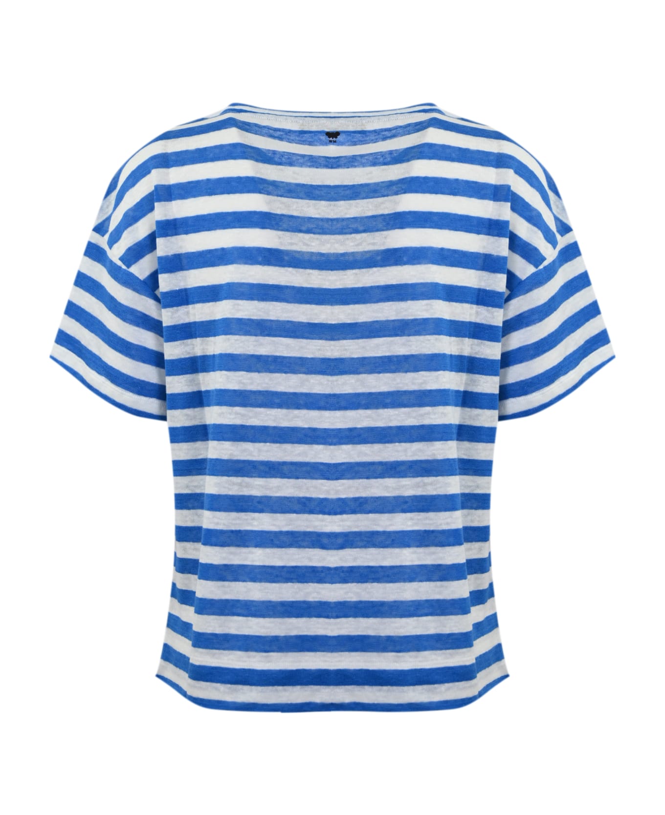 Weekend Max Mara "falla" T-shirt In White Blue Linen - Off