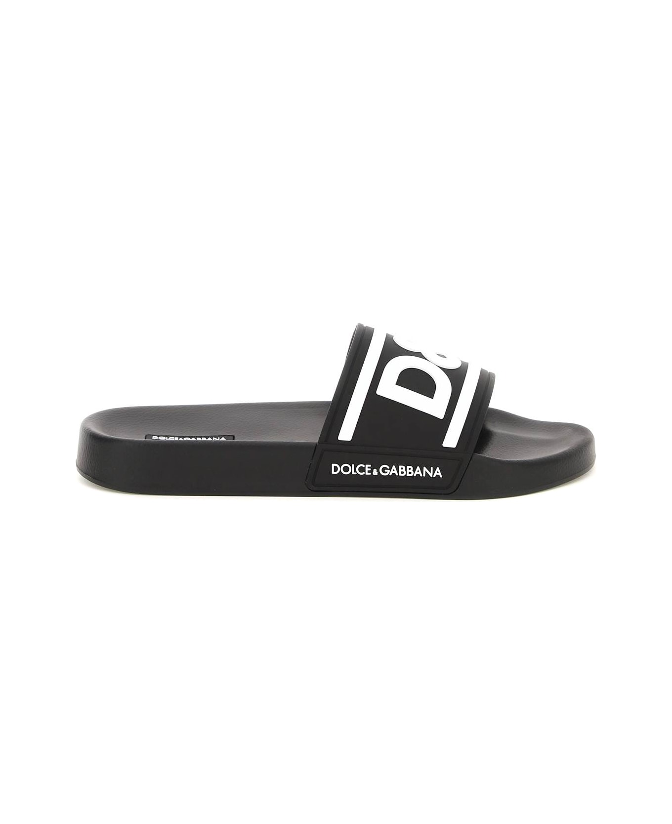 Dolce & Gabbana Logo Slide Sandals - Black