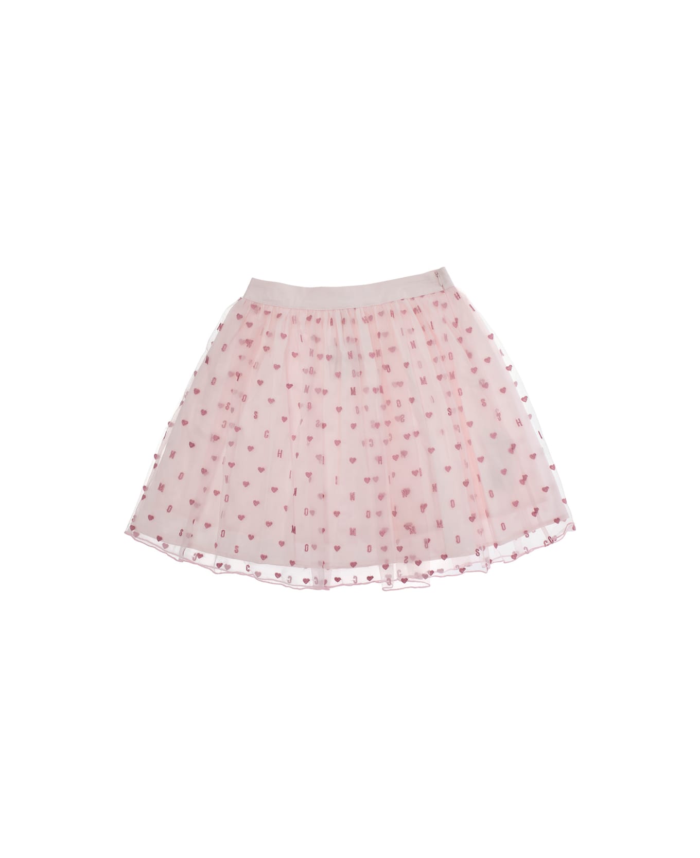 Moschino Pink Skirt With All-over Jacquard Motif In Cotton Girl - Pink
