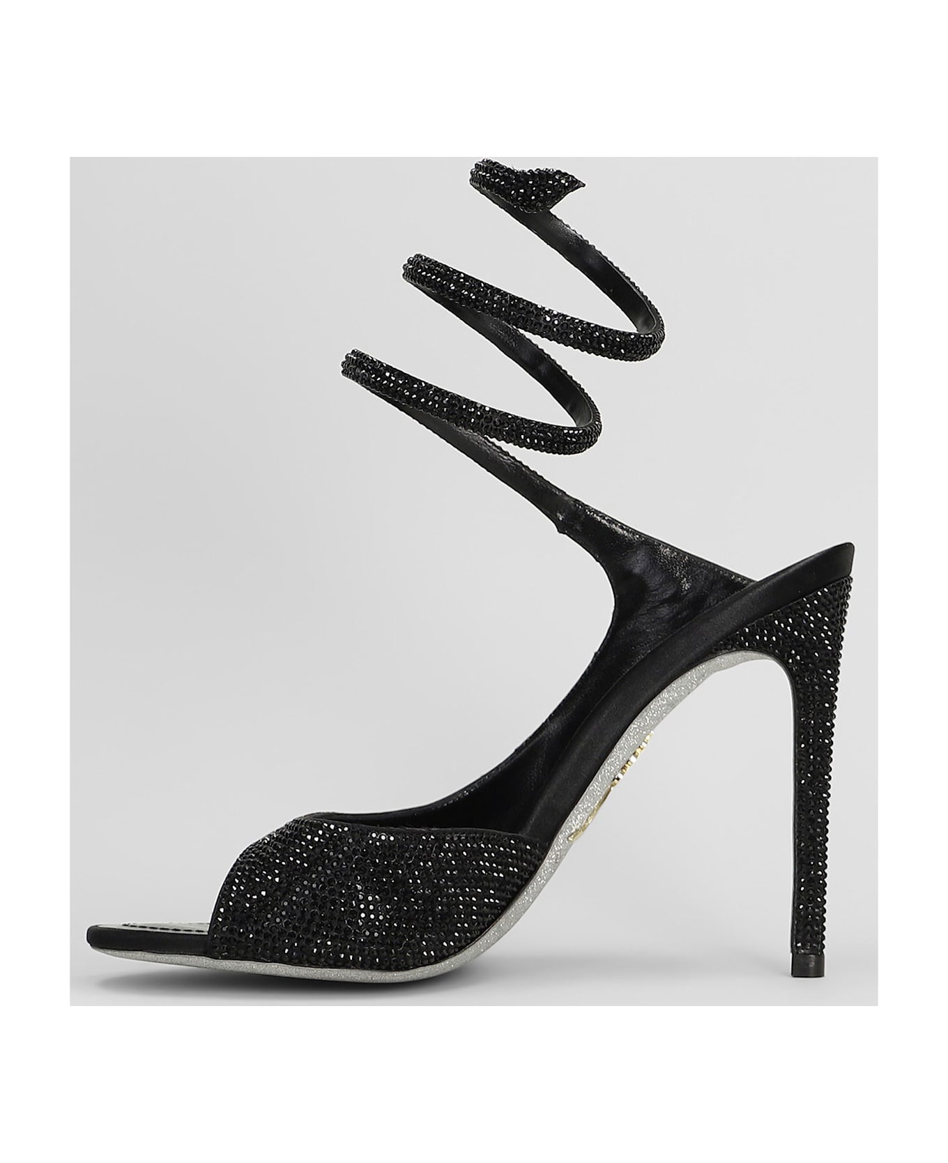 René Caovilla Audrey Sandals In Black Leather - black