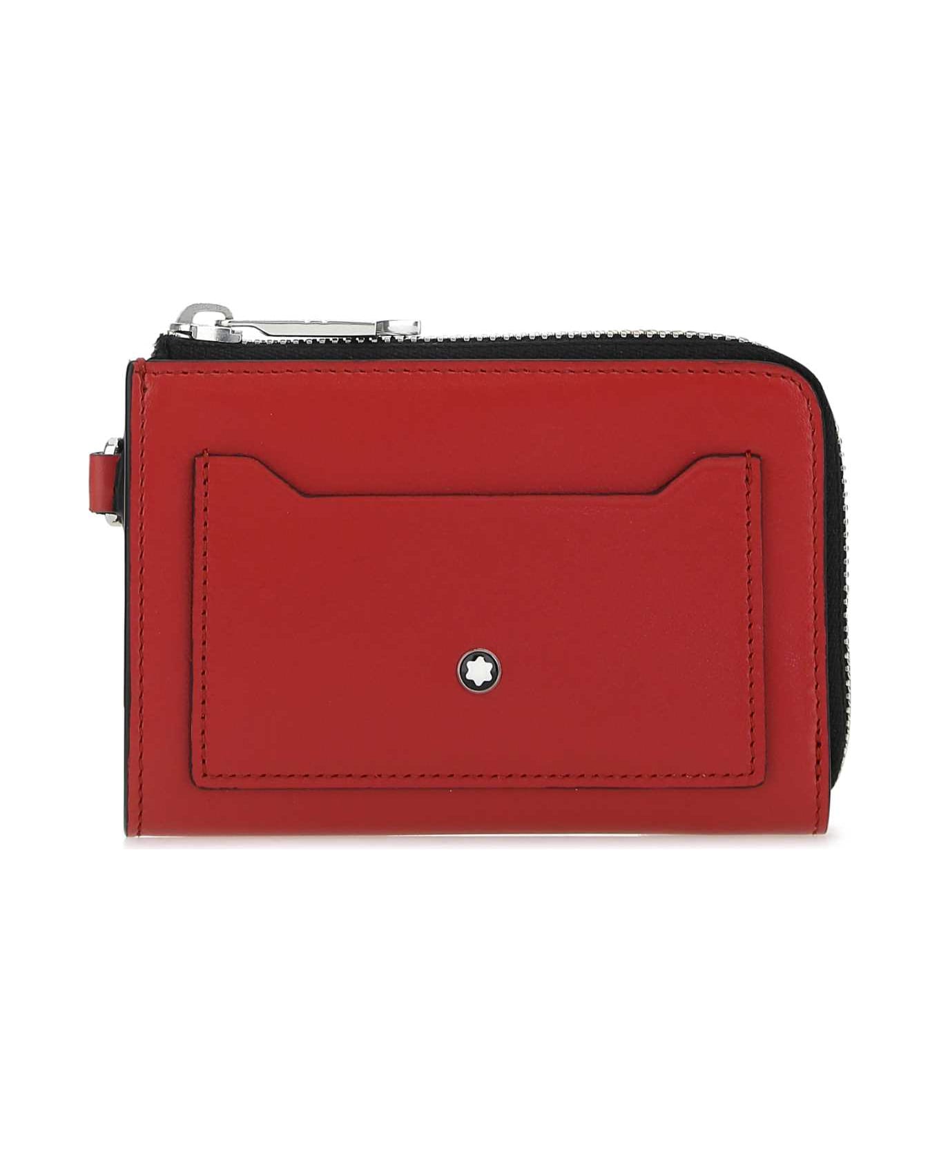 Montblanc Red Leather Meisterstã¼ck Card Holder - BLACKRED