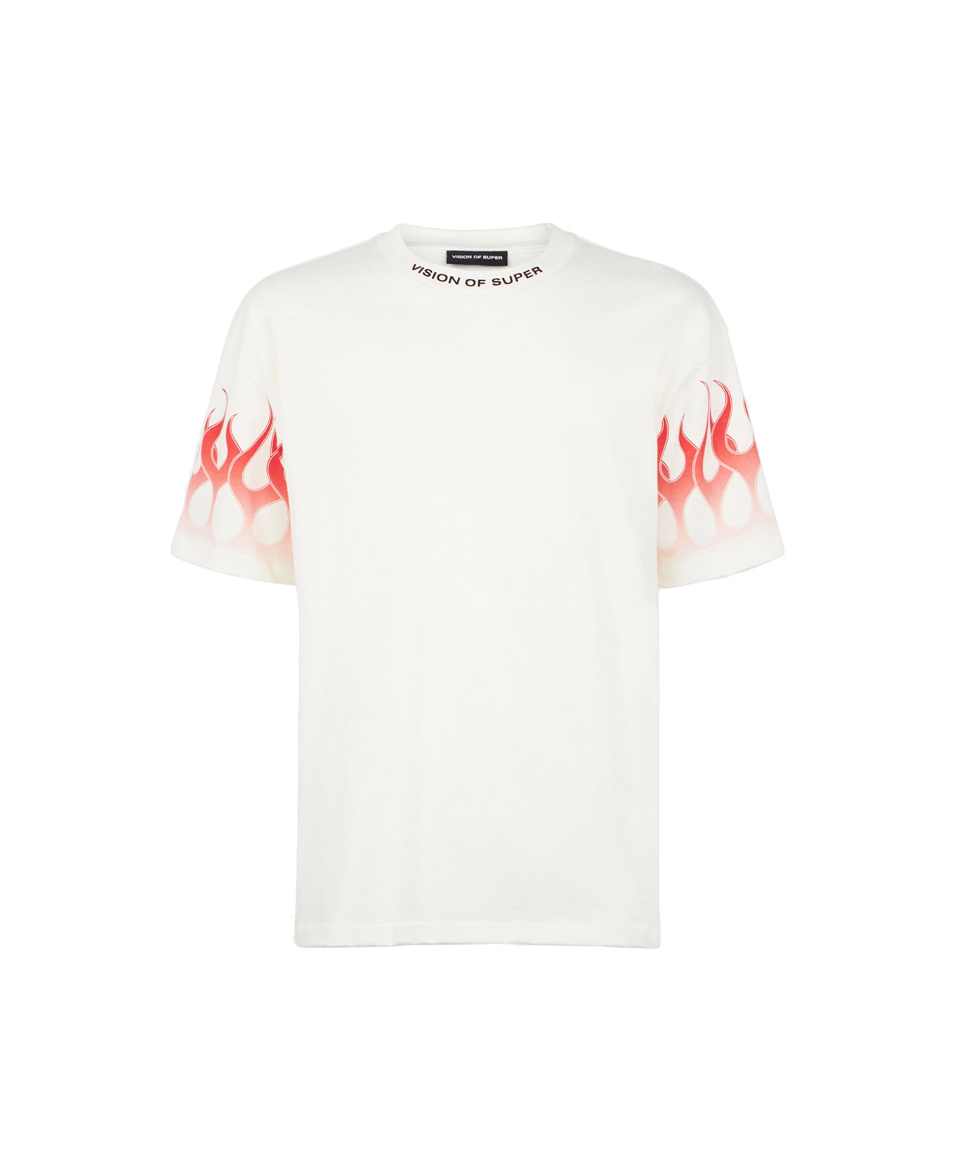 Vision of Super White T-shirt With Red Flames