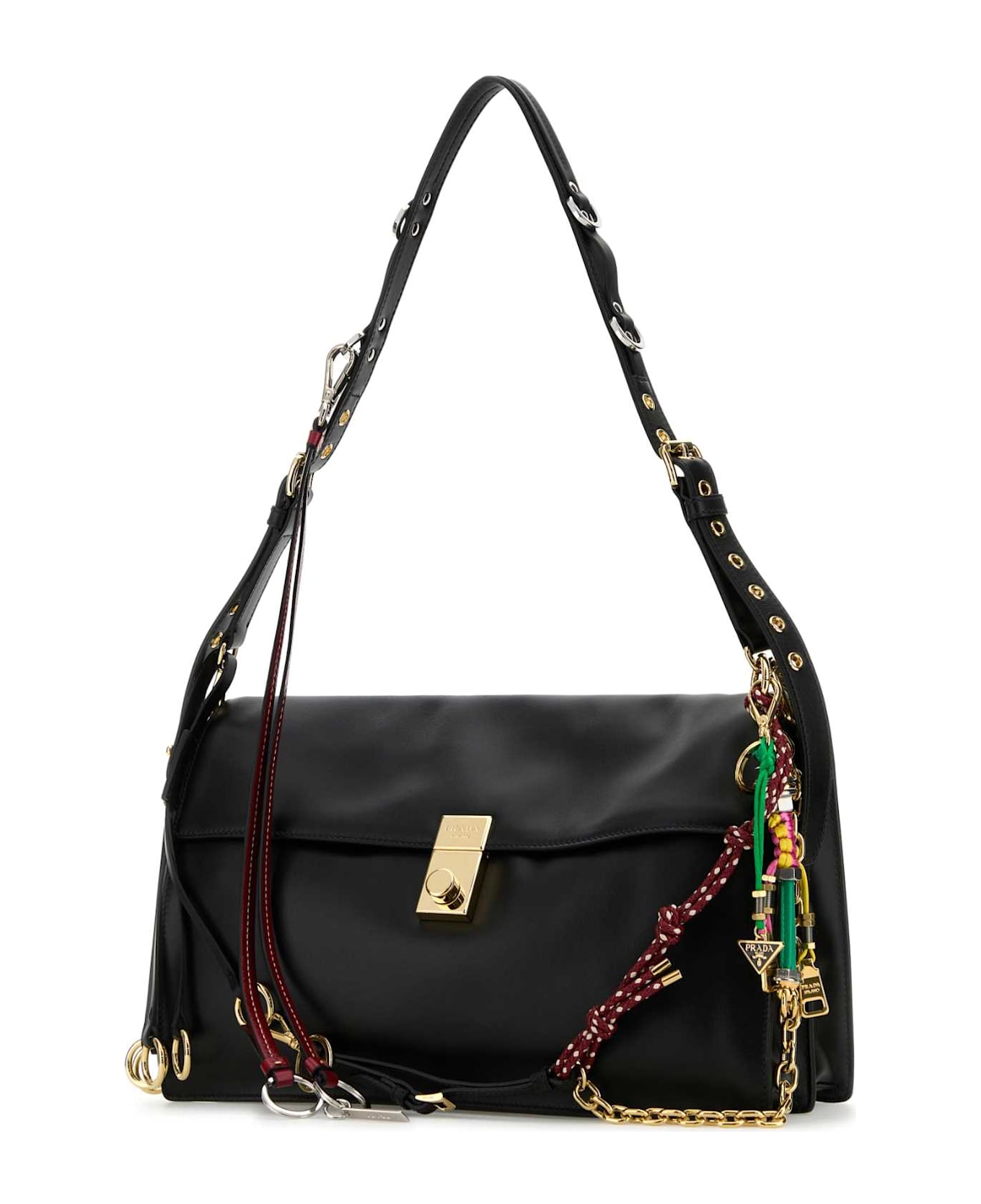Prada Black Leather Large Prada Soft Sound Shoulder Bag - NERO
