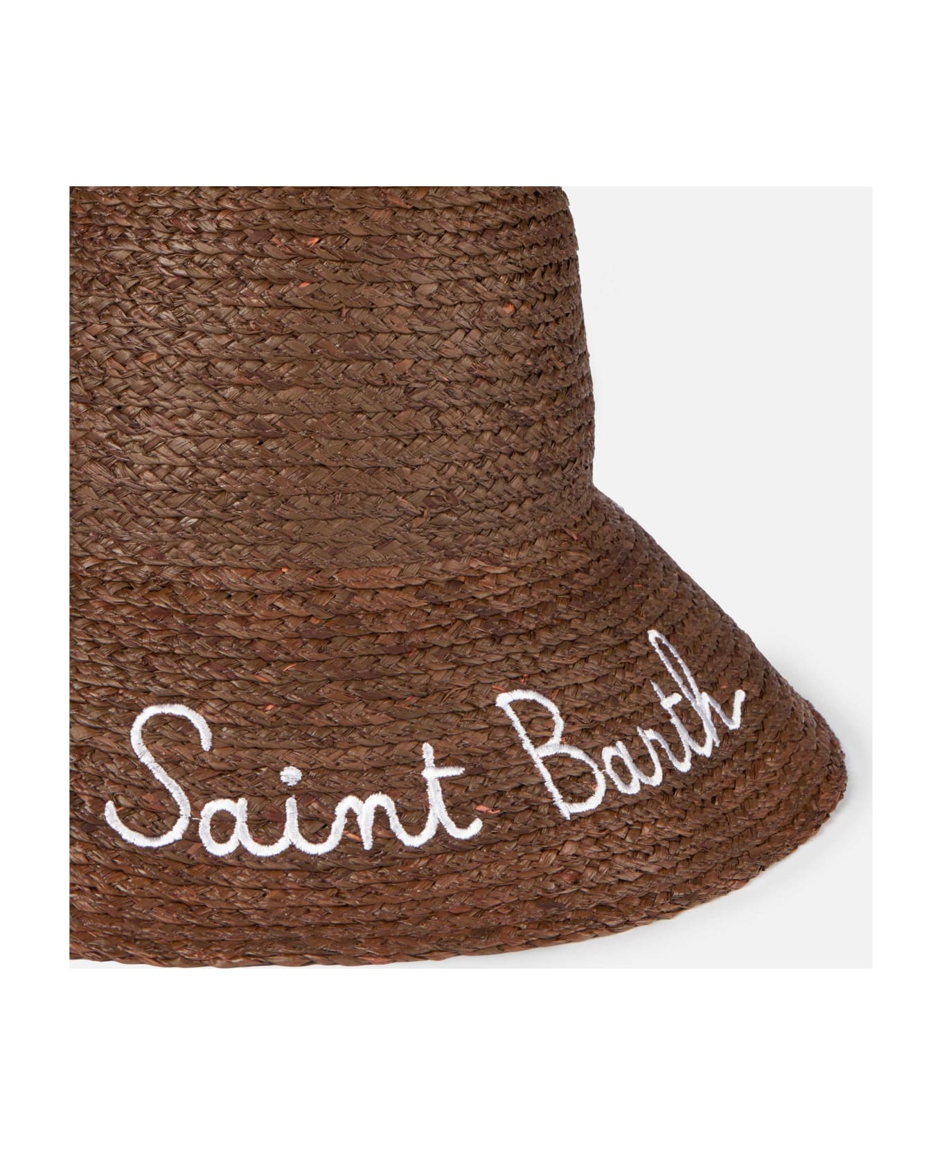 MC2 Saint Barth Woman Straw Light Brown Bucket With Front Embroidery - BROWN 帽子