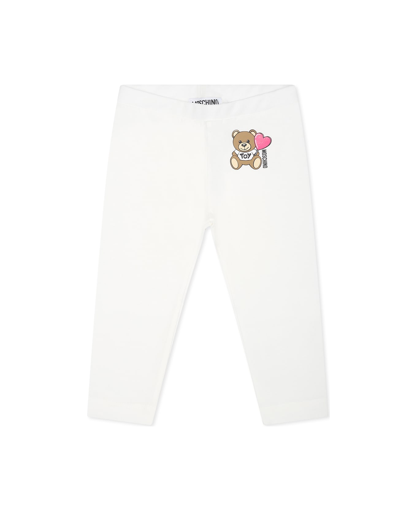 Moschino Ivory Legging For Baby Girl With Teddy Bear - Ivory