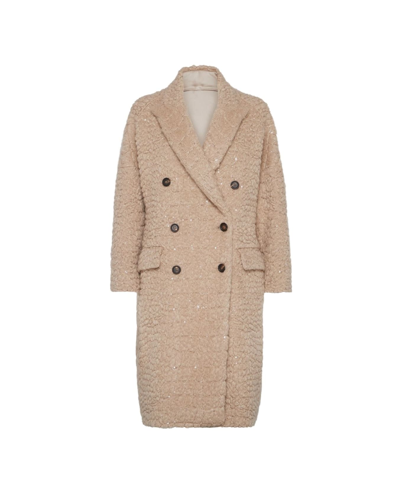 Brunello Cucinelli Wool Double-breasted Coat - Camel